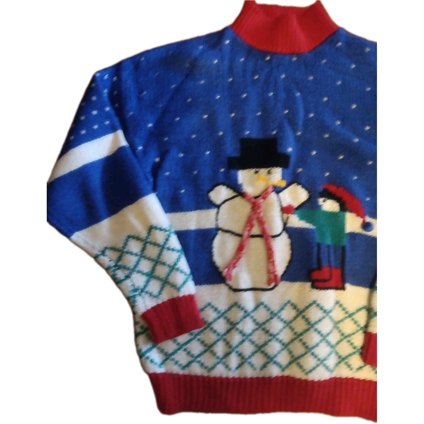 Vintage Amanda Smith Snowman Winter Pullover Sweater Womens Large 80’s 90’s