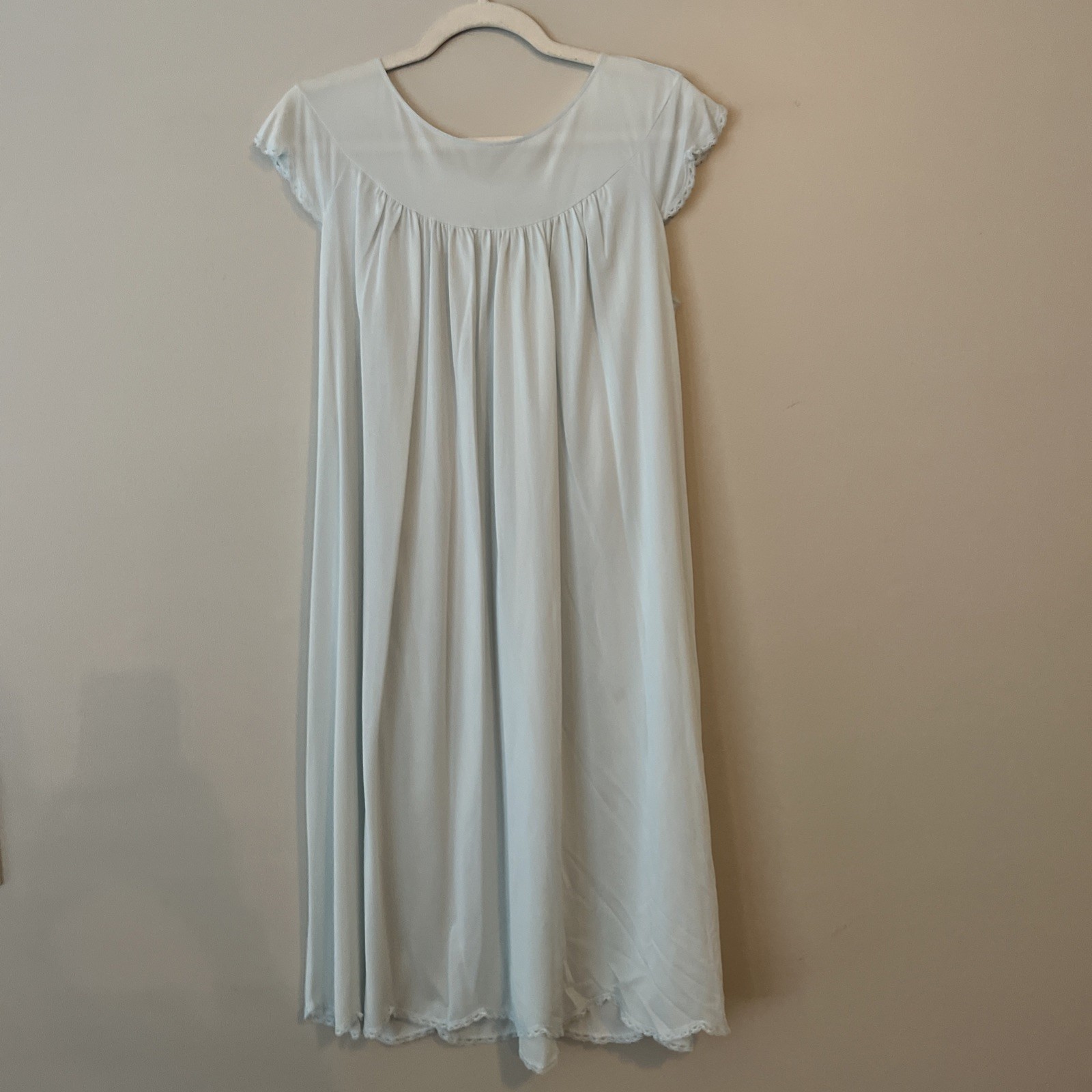 Vintage Shadowline Nightgown Robe Set Baby Blue Peter Pan Collar Medium Lace