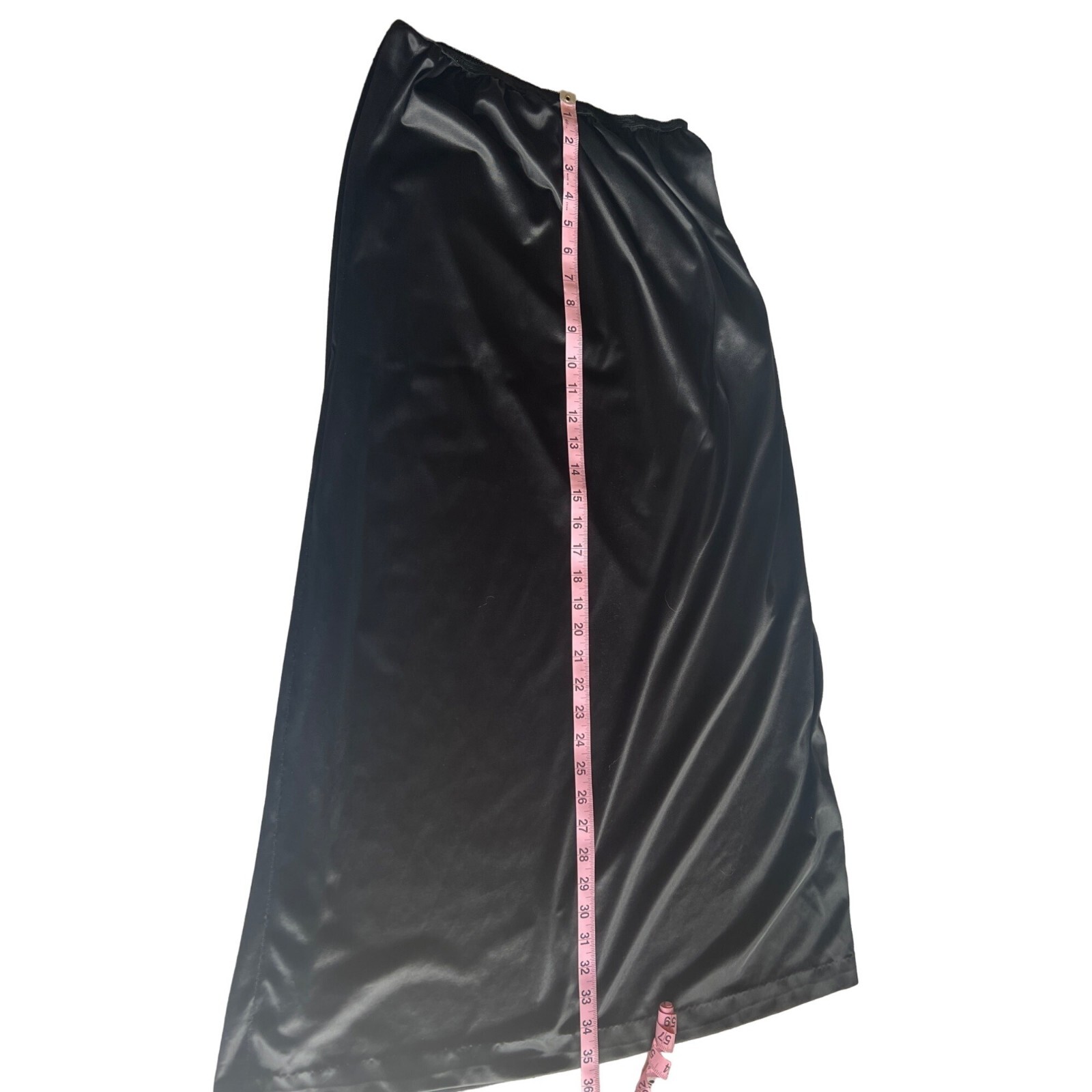 Vintage Black Nylon Half Slip Plain Hem No Label 35&Prime; Length