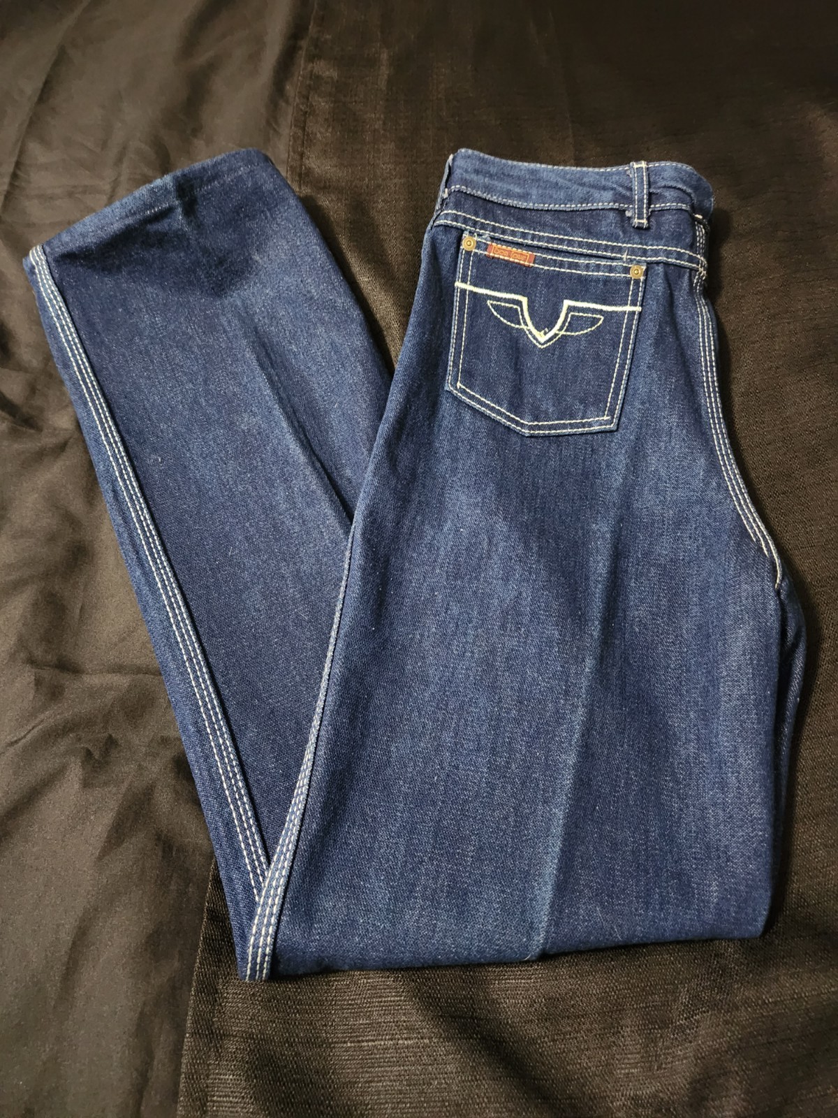 Vintage Womens 80&rsquo;s BonJour High Rise Indigo Jeans Size 13/14 White Stitching