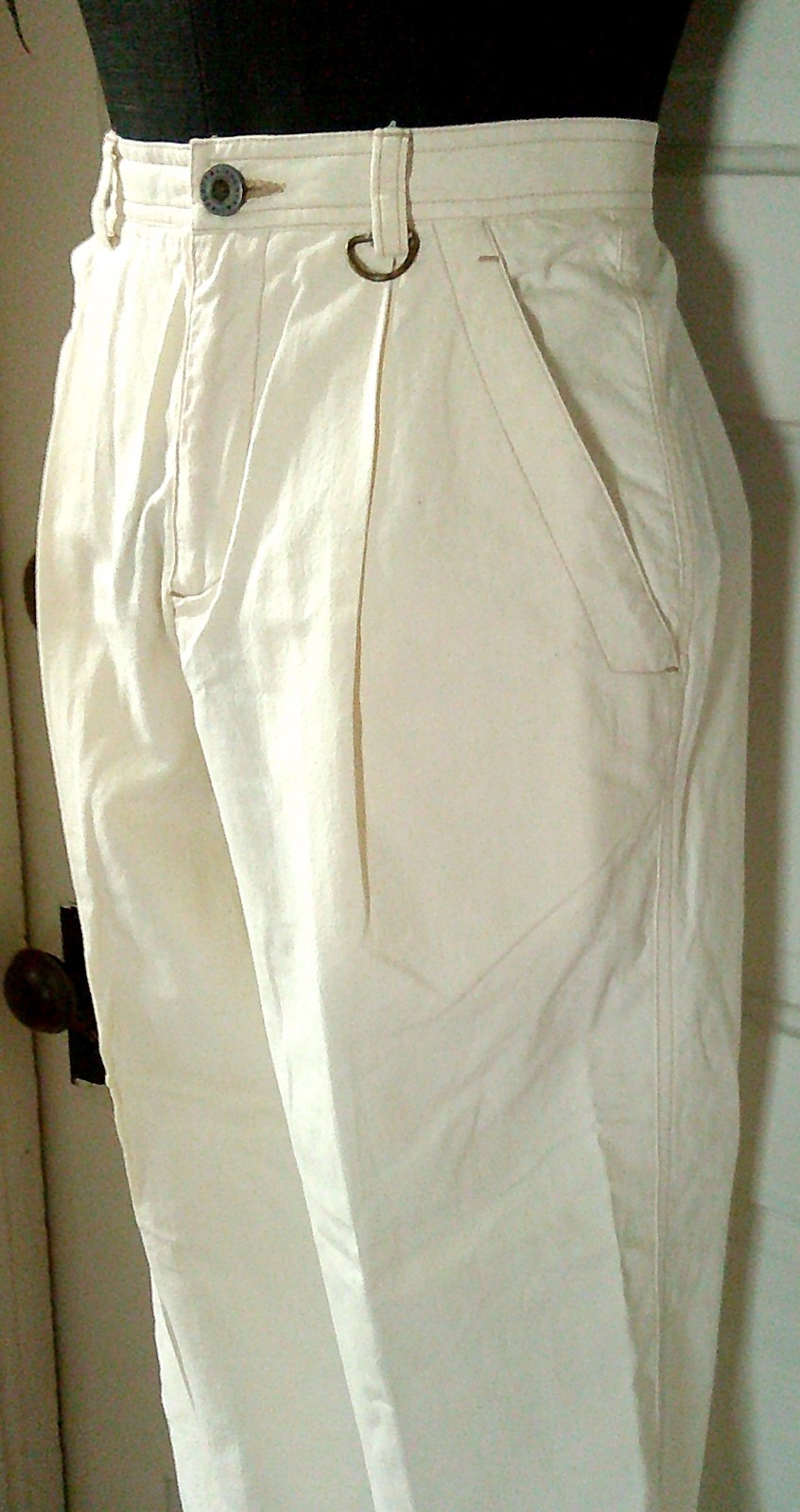 80&rsquo;s LIZSPORT Beige Pleated Casual Cotton Pants Slacks Trouser 2P