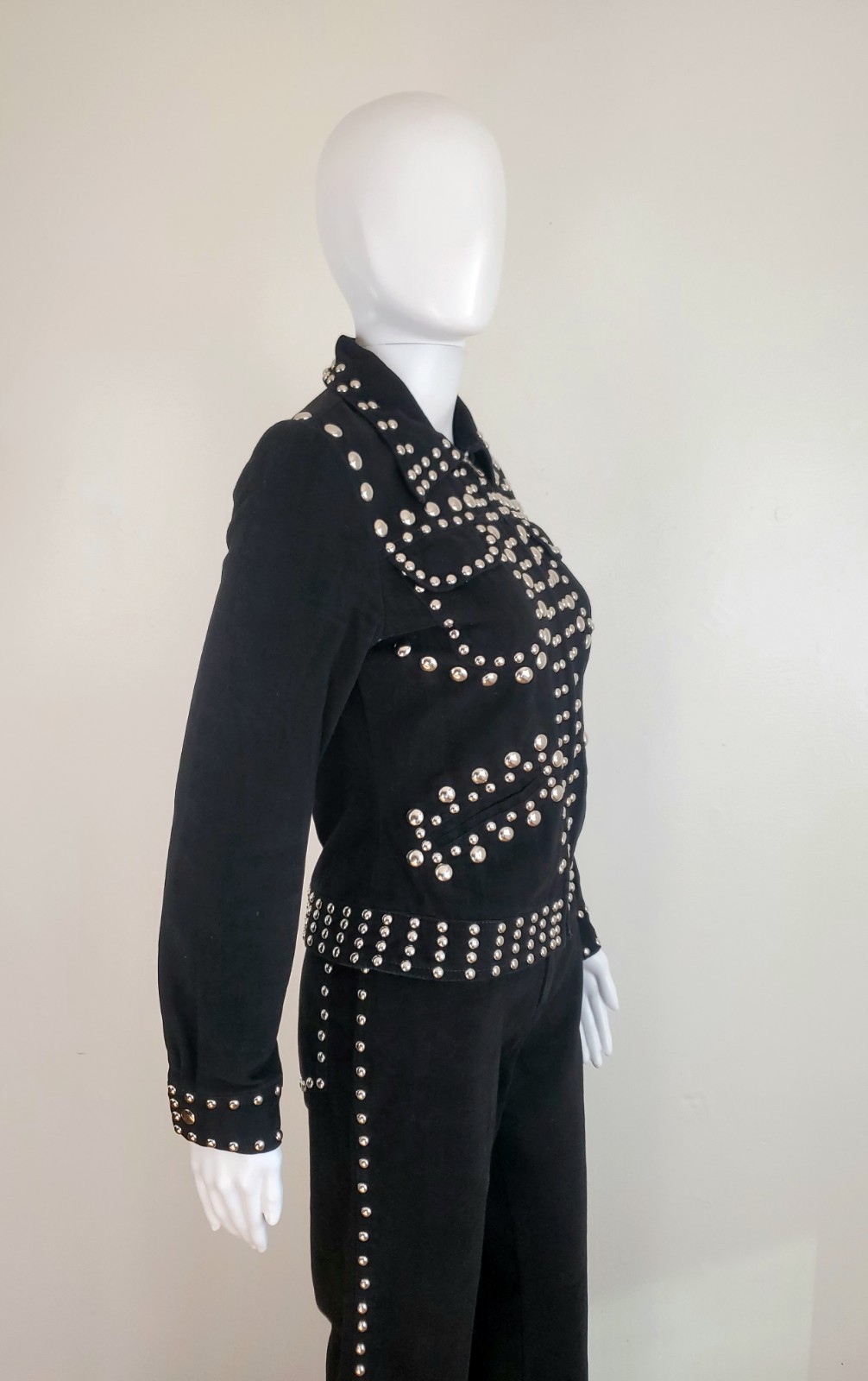 Vintage 1970s Roncelli Studded Pants Set Jacket Rock Star Western Metal Sz XS