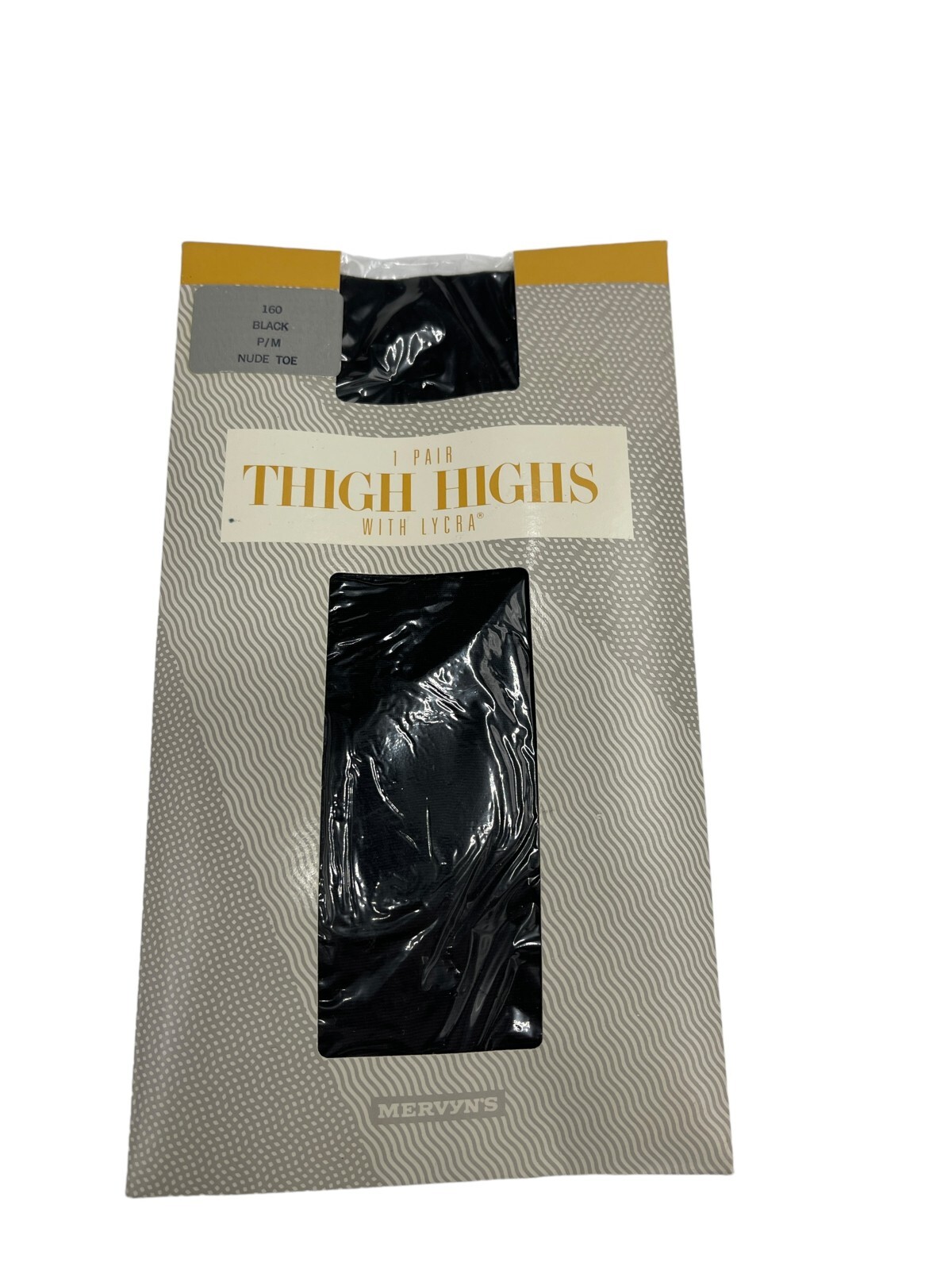 Vintage Mervyn&rsquo;s Lycra 1 Pair Black Nude Toe Thigh High Pantyhose P/M Sissy