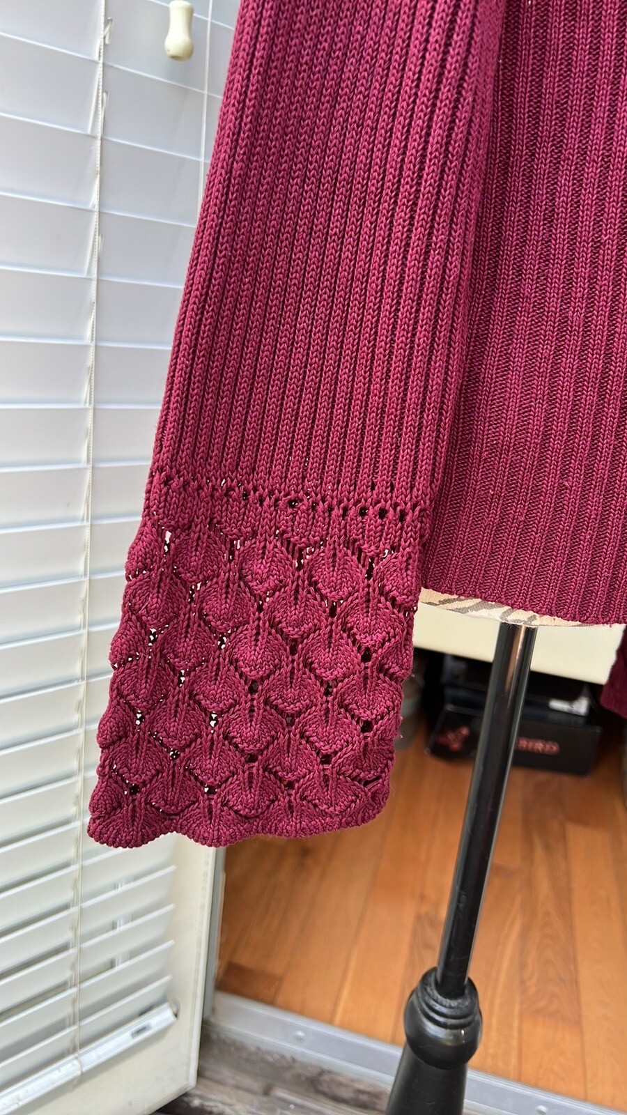 Vintage United States Sweaters made in USA maroon tie cardigan women size M