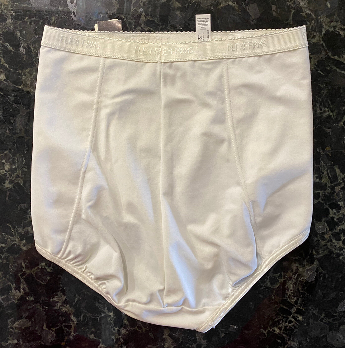 Nylon Granny Panties Vintage NOS FLEXEES White Silky Shaper Briefs Size 2X