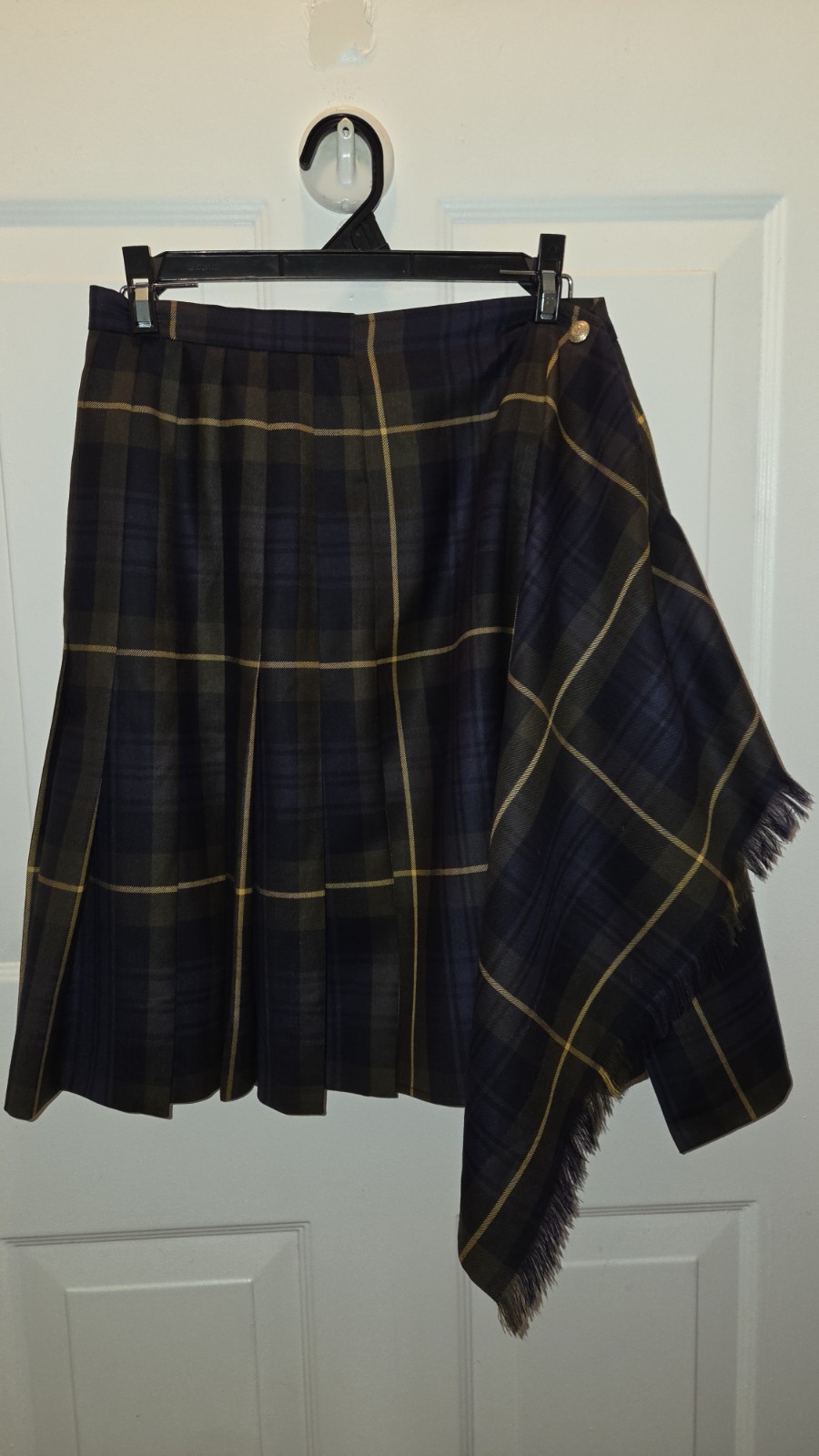 Vintage 80s Escada Margaretha Ley Plaid Kilt Skirt Sz 38