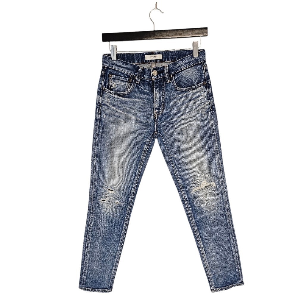 Moussy Vintage Mid Rise Distressed Blue Ankle Skinny Jeans 26