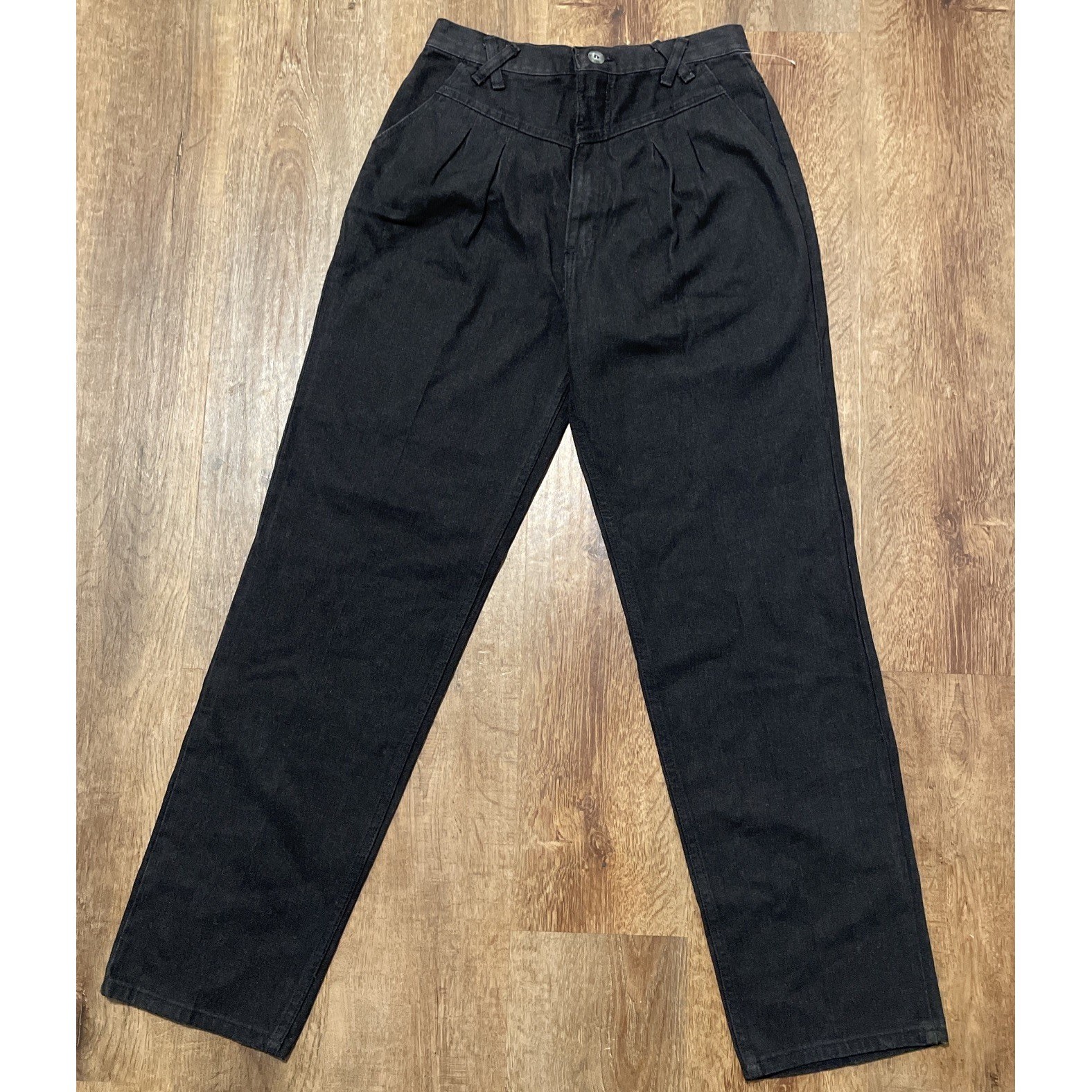 Wrangler Vintage High Rise Pleated Western Jeans Black Made in USA NA674BK 15×32