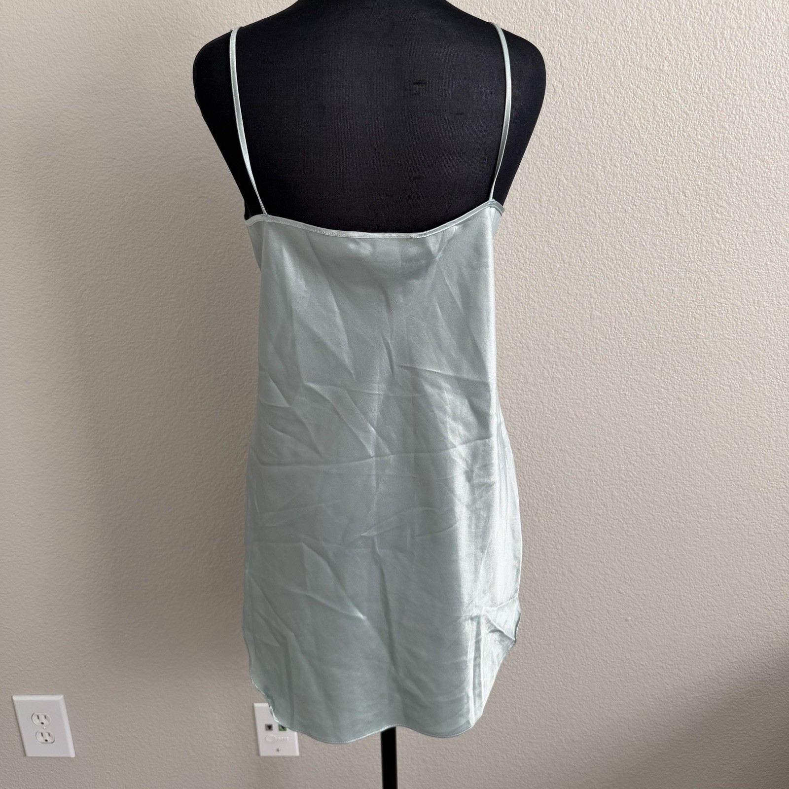 Vintage Small Inner Most Night Gown & Belted Robe Set Satin Sage Green Made USA