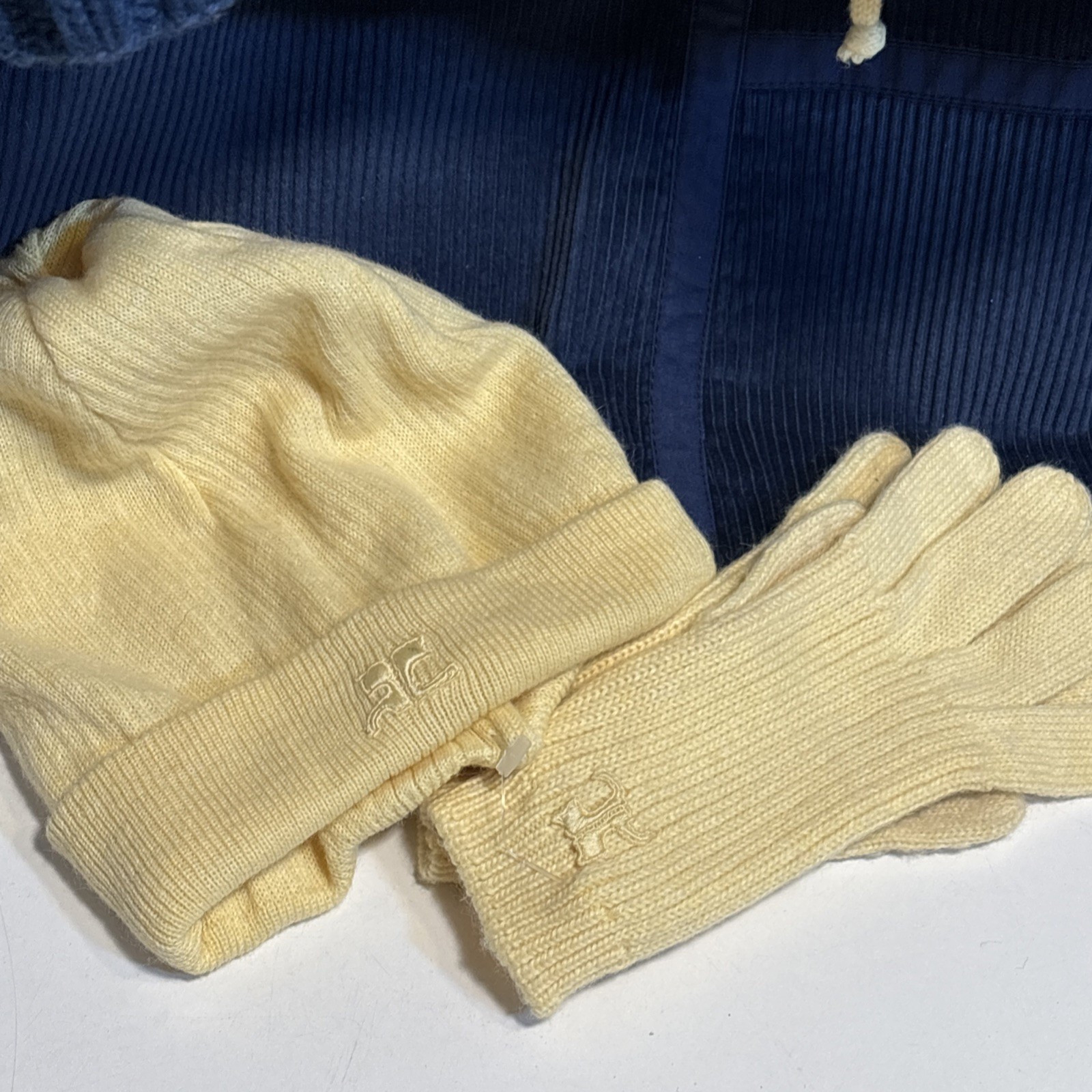Vintage Courreges Zip Lined Cardigan/Jacket, Roll Neck Swtr, Skirt, Gloves & Hat