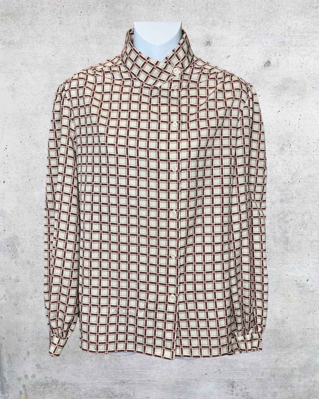 Vintage Sophisticated Lady By Lady Manhattan Grid Blouse Size 16