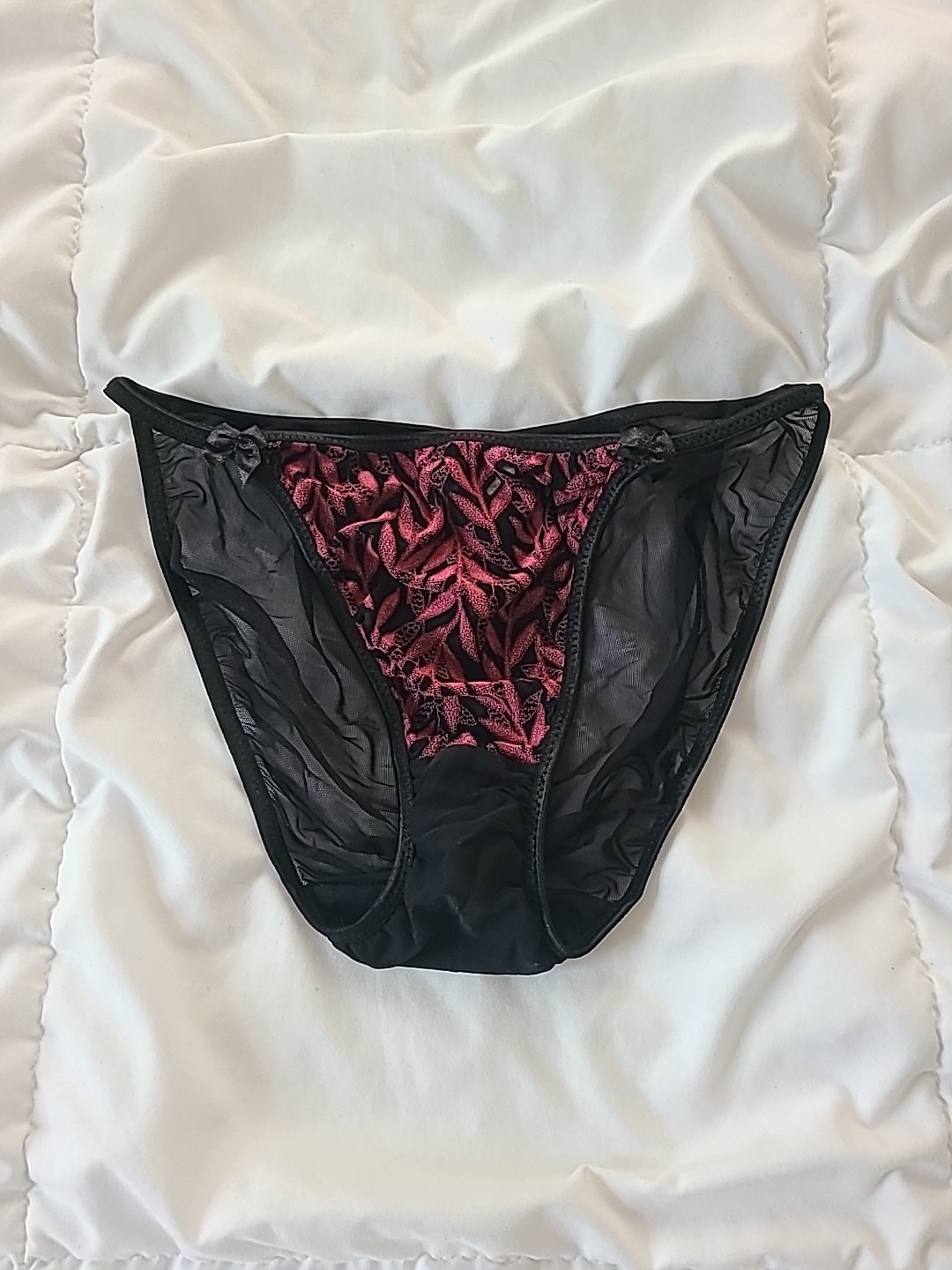 Vintage 90s Biatta Intimates Sheer Black Mesh Netting String Bikini Panties L/7
