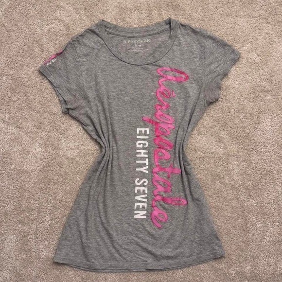 Vintage Aeropostale grey & pink graphic tee Size M
