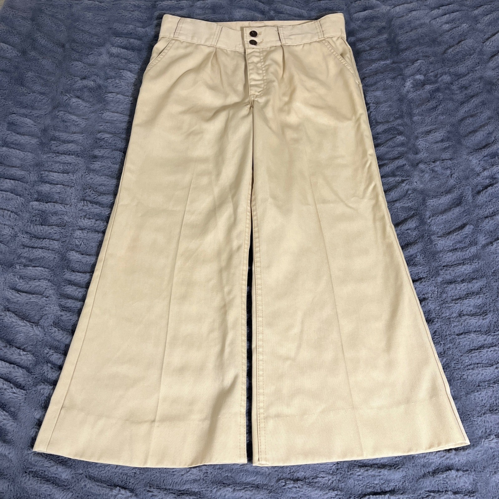 Vintage Levis Sta-Prest Wide Leg Khaki Trousers 30606-5118 Tan 28×26 70s Retro