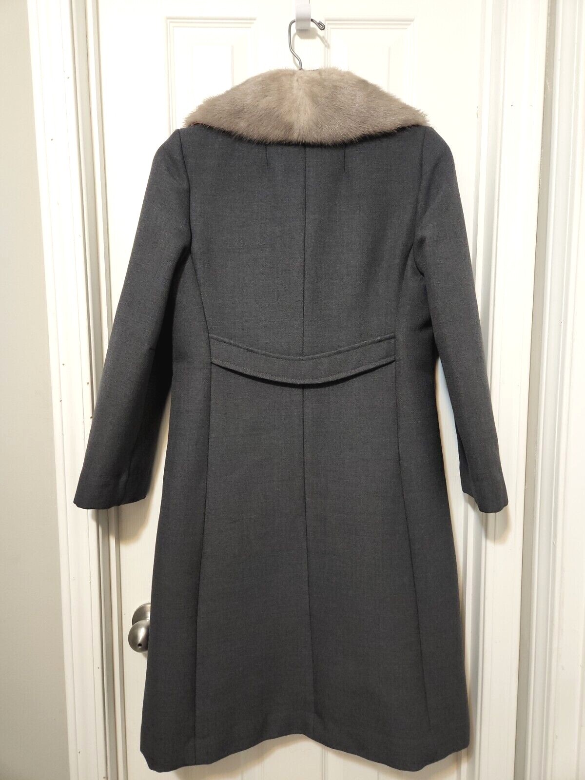 Vtg Stevens Forstmann Gray Fur Collar Coat Women&rsquo;s M/ L? ( 37&Prime; Bust)- no tag