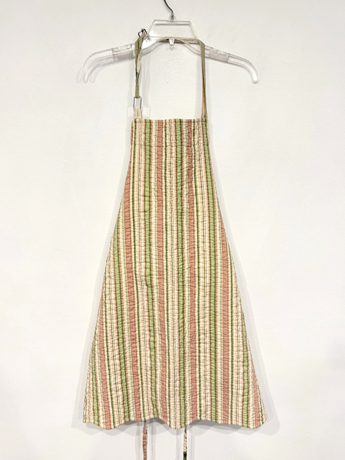 Vintage Unbranded Apron Double Sided Pinafore Smock Pinny Seersucker Texture