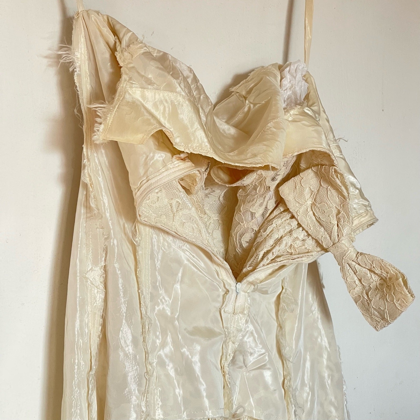 60&rsquo;s Watteau Train Mod Lace White Party Dress Bow Back