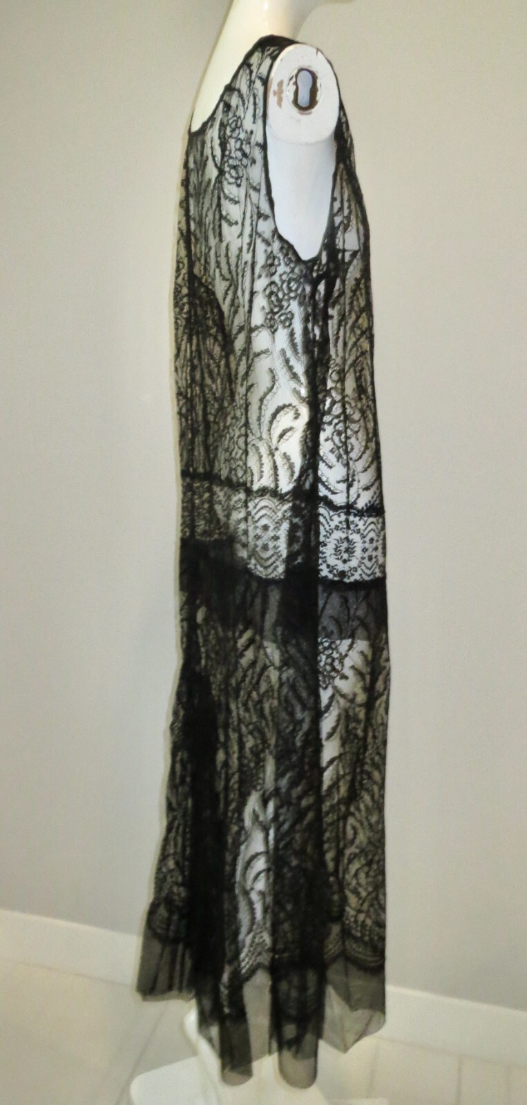 Antique Edwardian Gown + Jacket Chantilly Lace Pleated Back Ex Cond