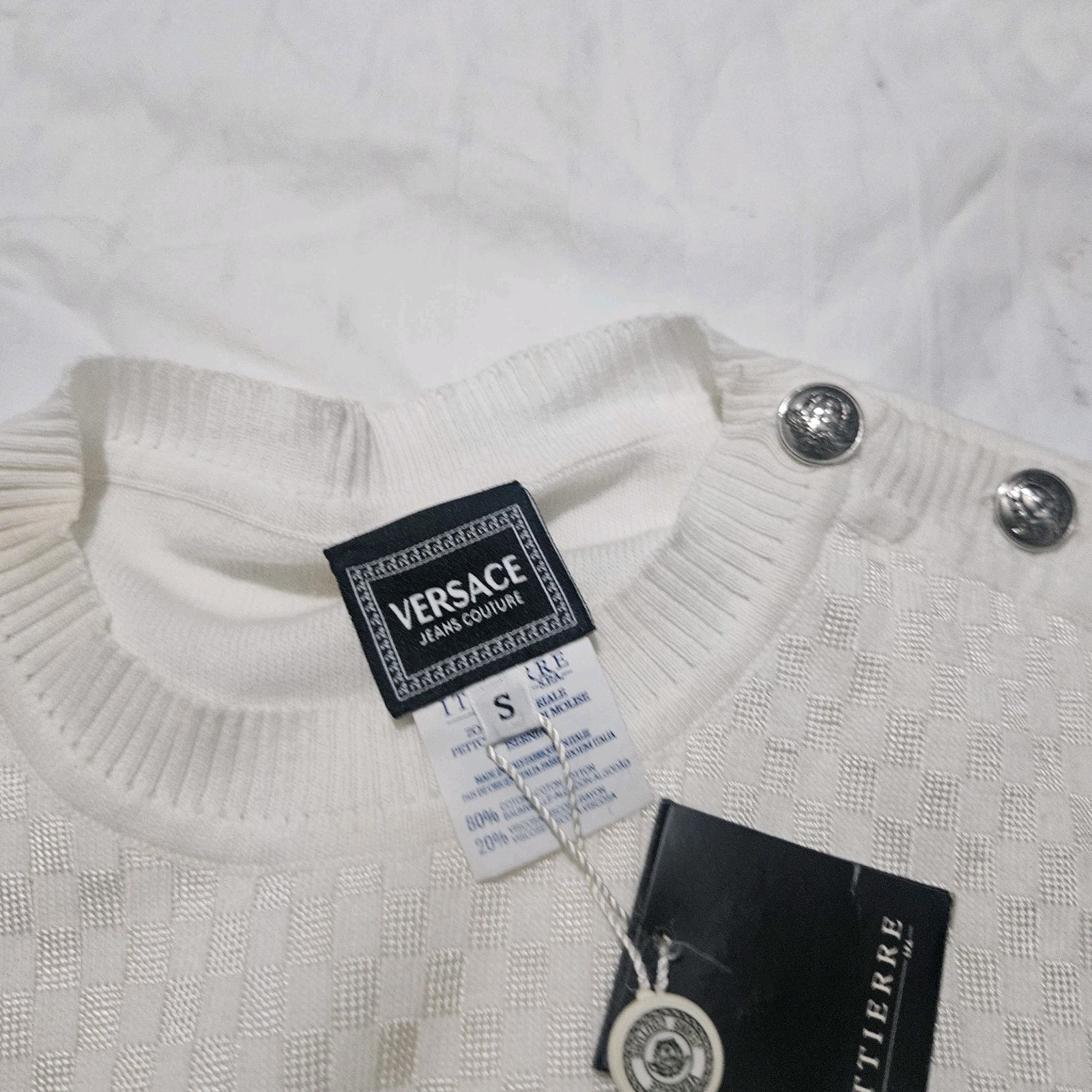 Nwt Versace Jeans Couture Knitted Short Sleeve Sweater Sz.small Flawed