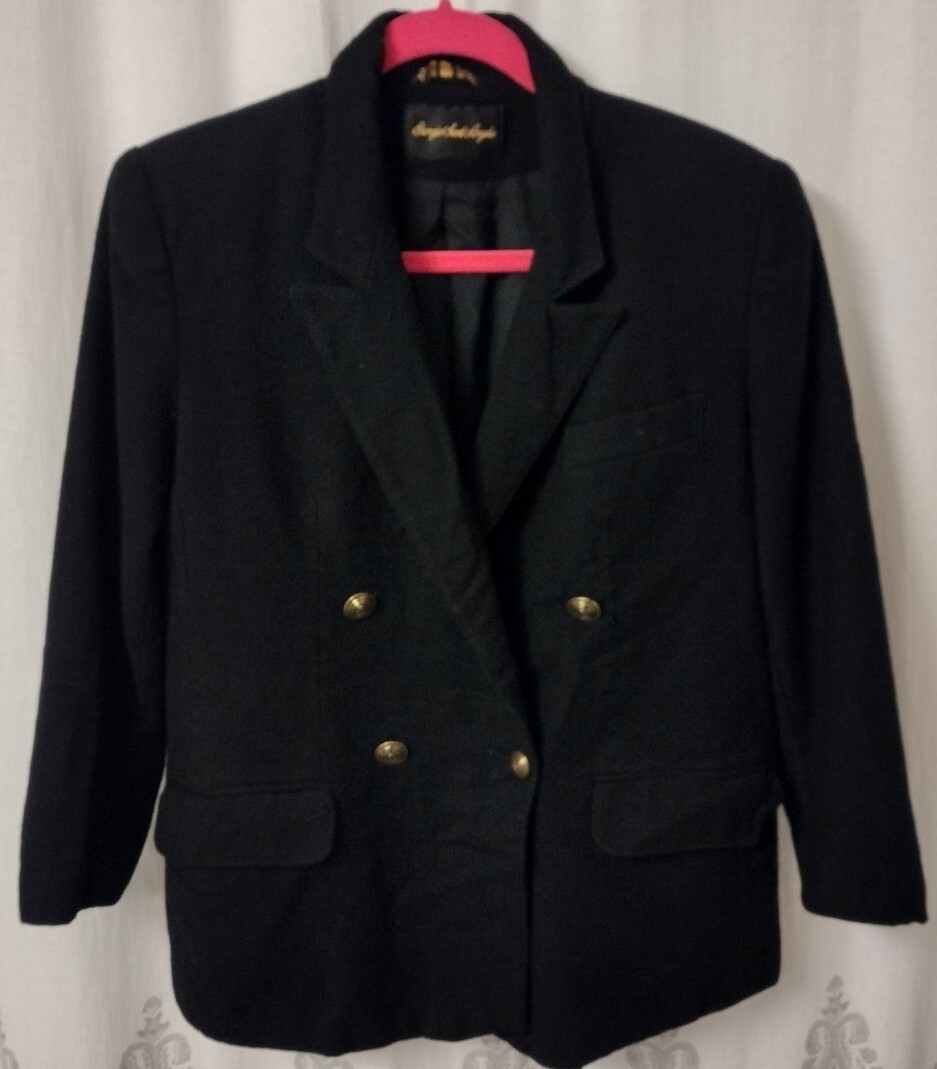 Giorgio Sant Angelo Size 8 Vintage Women&rsquo;s Blazer Coat Black Egyptian Wool
