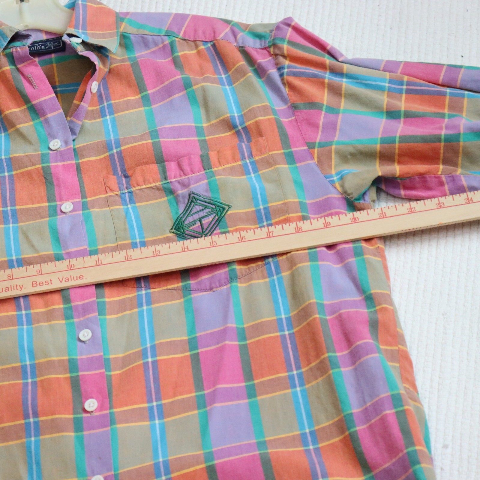 Vintage Harold’s Multicolor Plaid Button Down Shirt Retro Long Sleeve Size 8