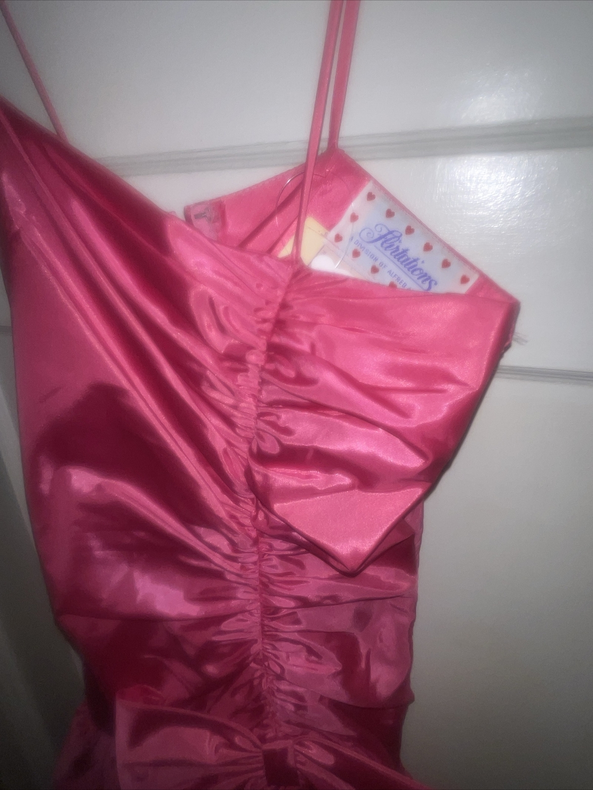 Vtg Spaghetti Strap RUFFLED MINI Pink PROM Dress FLIRTATIONS ALFRED ANGELO 3/4