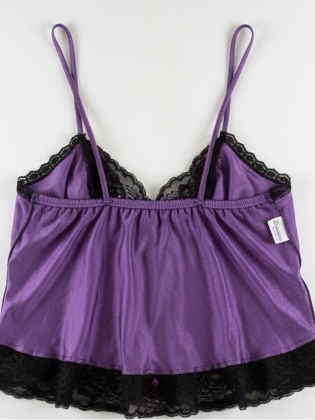 60s Bernette Purple Black Lace Cami Dark Fairy Goth Whimsigoth Slip