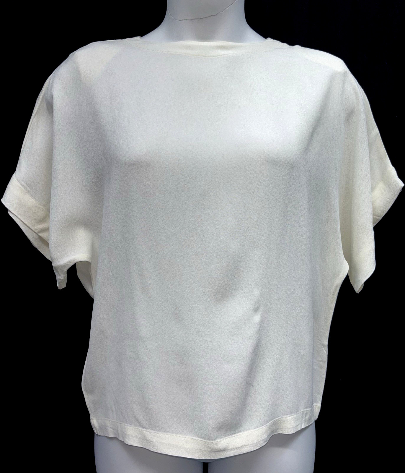 Vintage Karen Kane Women Size 12 Keyhole Button Short Dolman Sleeve Top Ivory