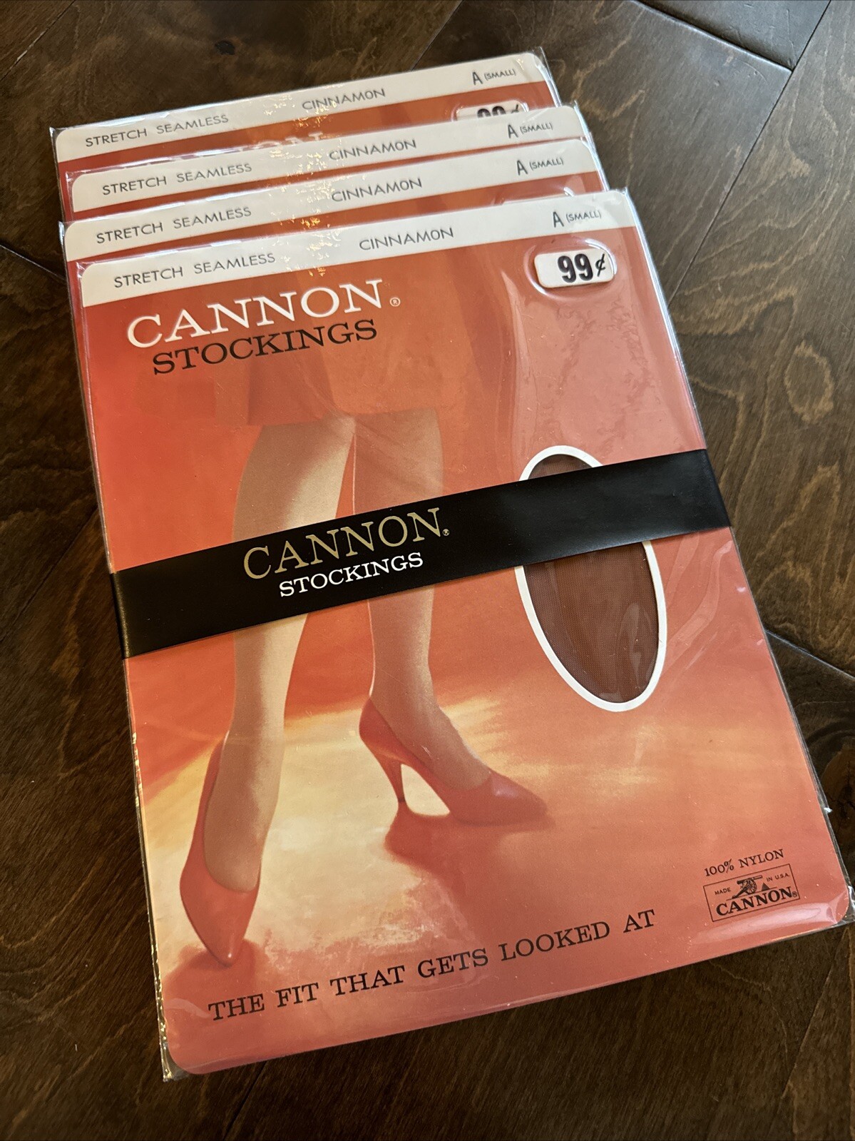 Vintage CANNON Stretch Seamless Nylon Stockings Cinnamon 100% Hosiery 4 Pack