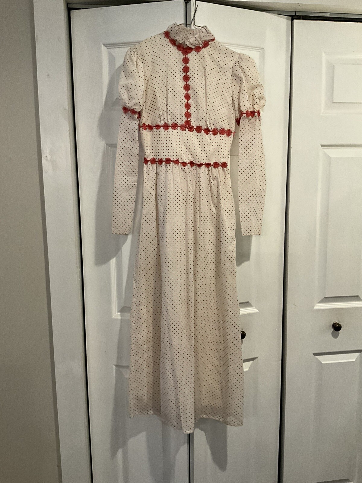 Vtg Lemon Frog Shop 70’s hippie Polka Dot Long dress Rare Zipper Up Back Junior