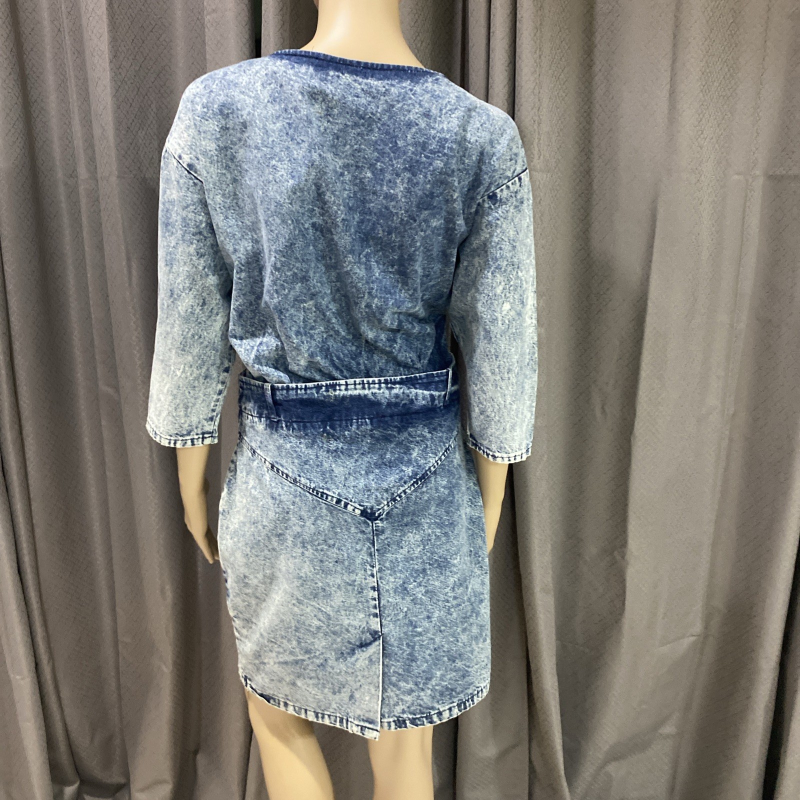 Vintage Landon West 1980s Blue Denim Shirt Dress 100% Cotton Size 7/8