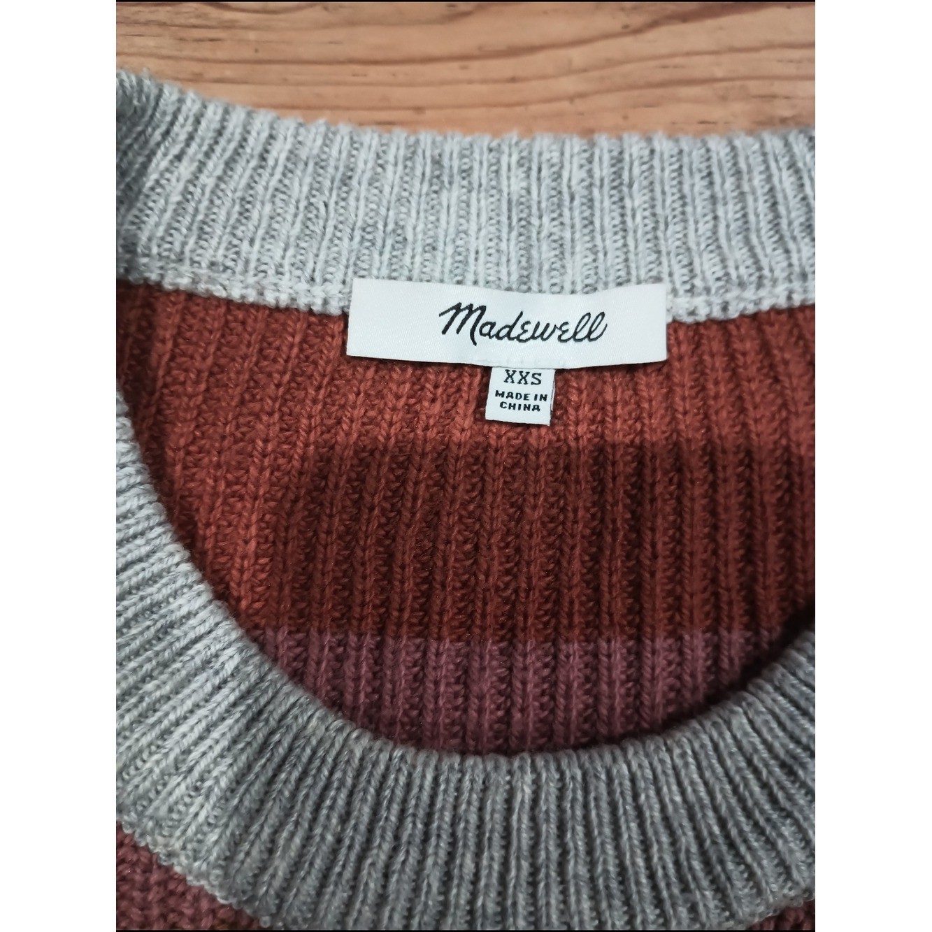 Madewell Thompson Pocket Pullover Sweater Earth Tones Retro XXS Preppy 90s