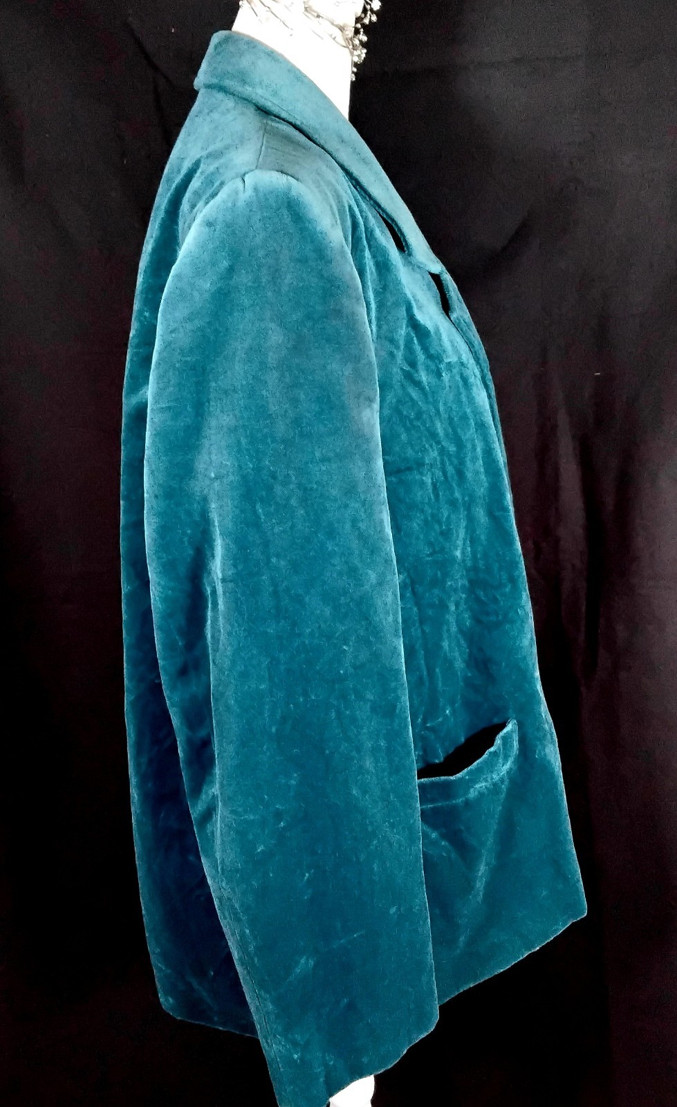 Vtg Koret Women’s Velvet Blazer BLUE 80s 90s Jacket Sz 44 RAYON COTTON USA UNION