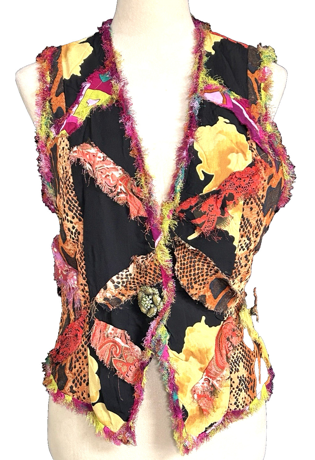 Vtg Nothing Matches Top Vest Women&rsquo;s Patchwork Boho Vintage Art To Wear Funky