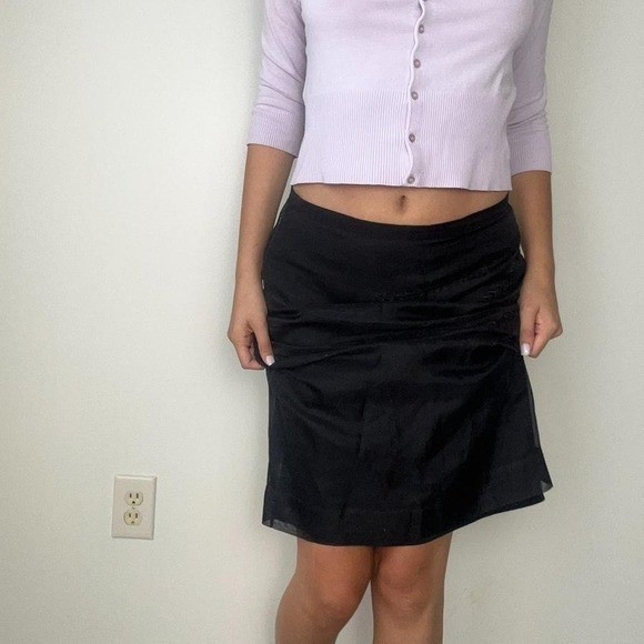 vintage chic mid rise 100% silk midi skirt