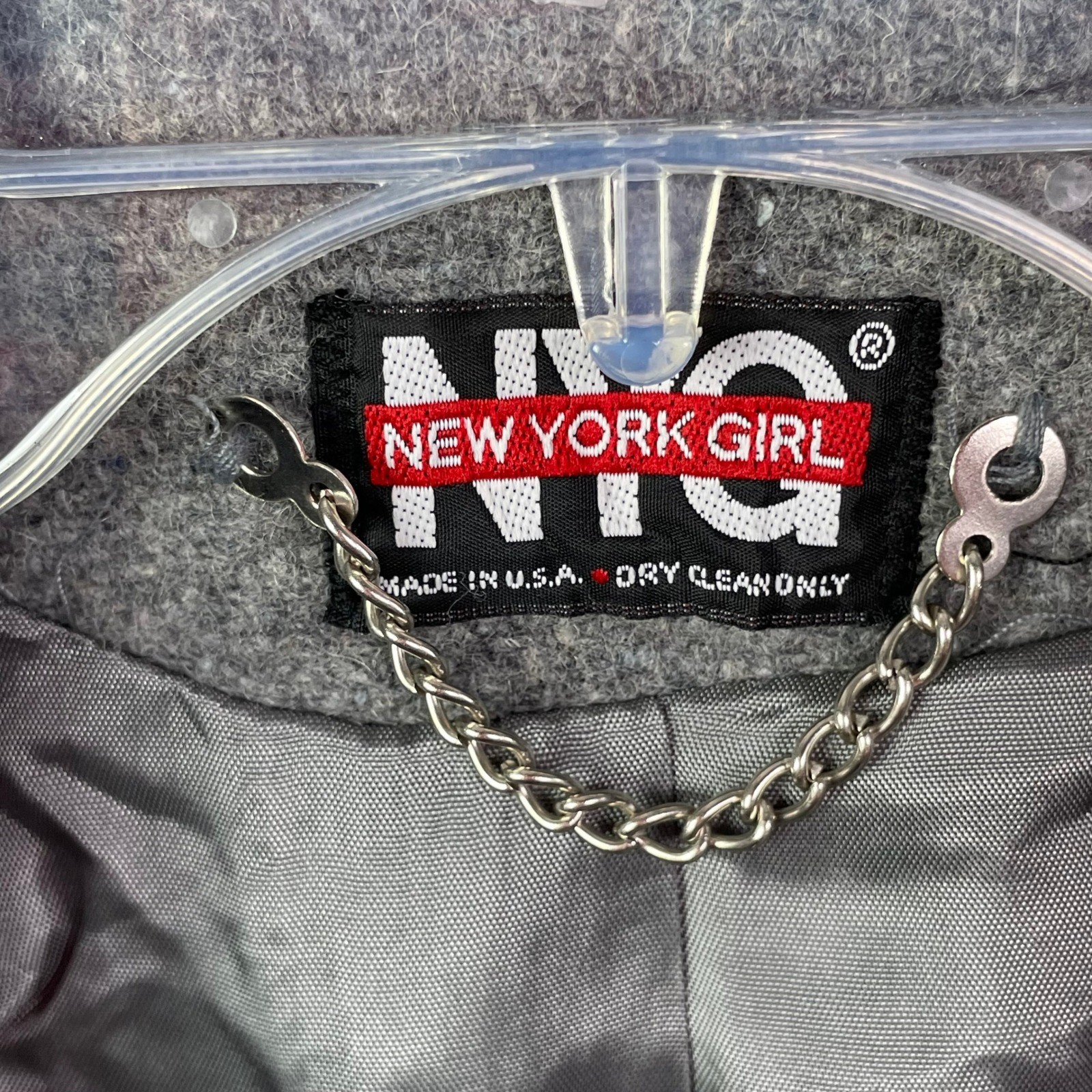 New York Girl Pea Coat Women&rsquo;s 10 Grey Vintage Houndstooth Scarf Double Breasted