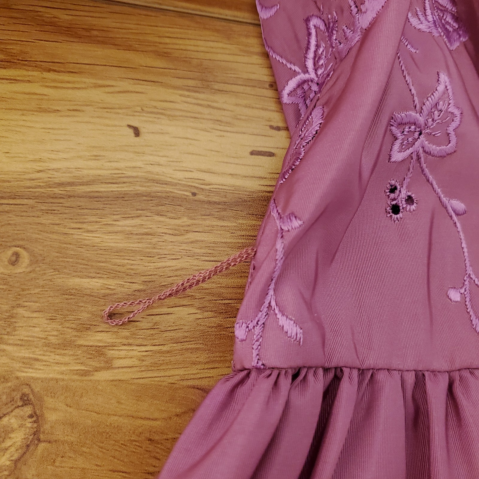 VTG Puff sleeve off shoulder taffeta mauve Prom Gown Dress 5/6 USA Union Made