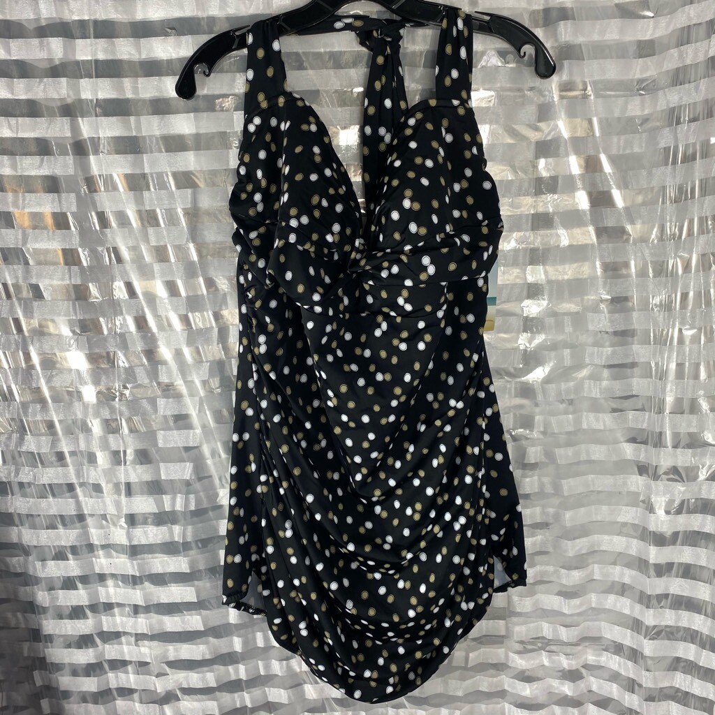 Dream-shaper by Miraclesuit Black White/Tan Polka Dot Swim Dress