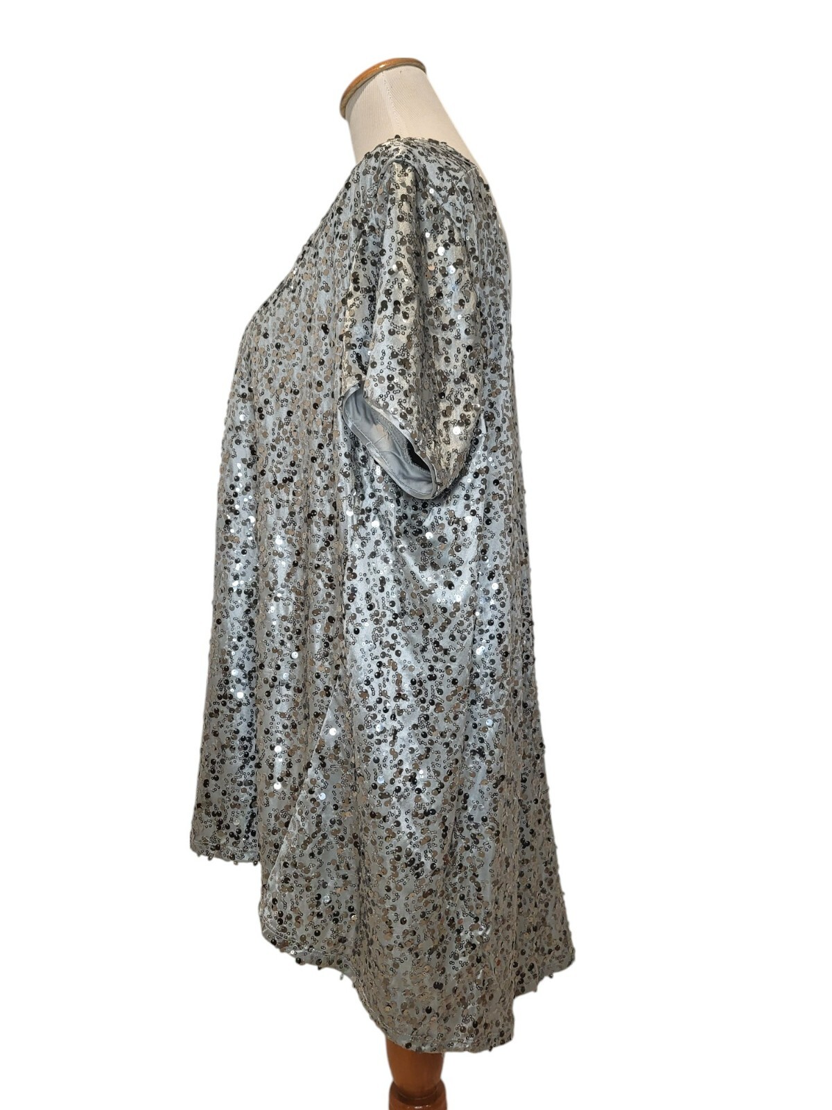Vintage Roaman&rsquo;s Silver Sequin Sparkle Disco Glitter Glam Blouse Top Shirt 22W