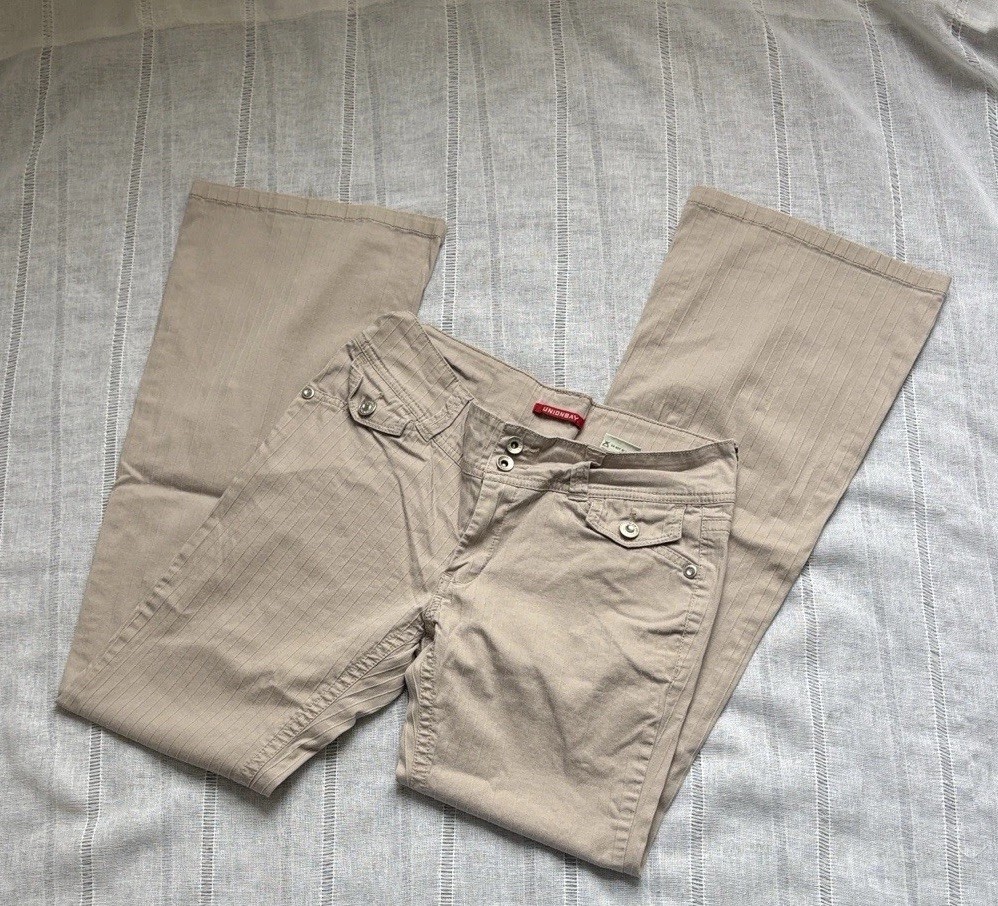 Unionbay Y2k Low Rise Beige Flared Pants Women&rsquo;s