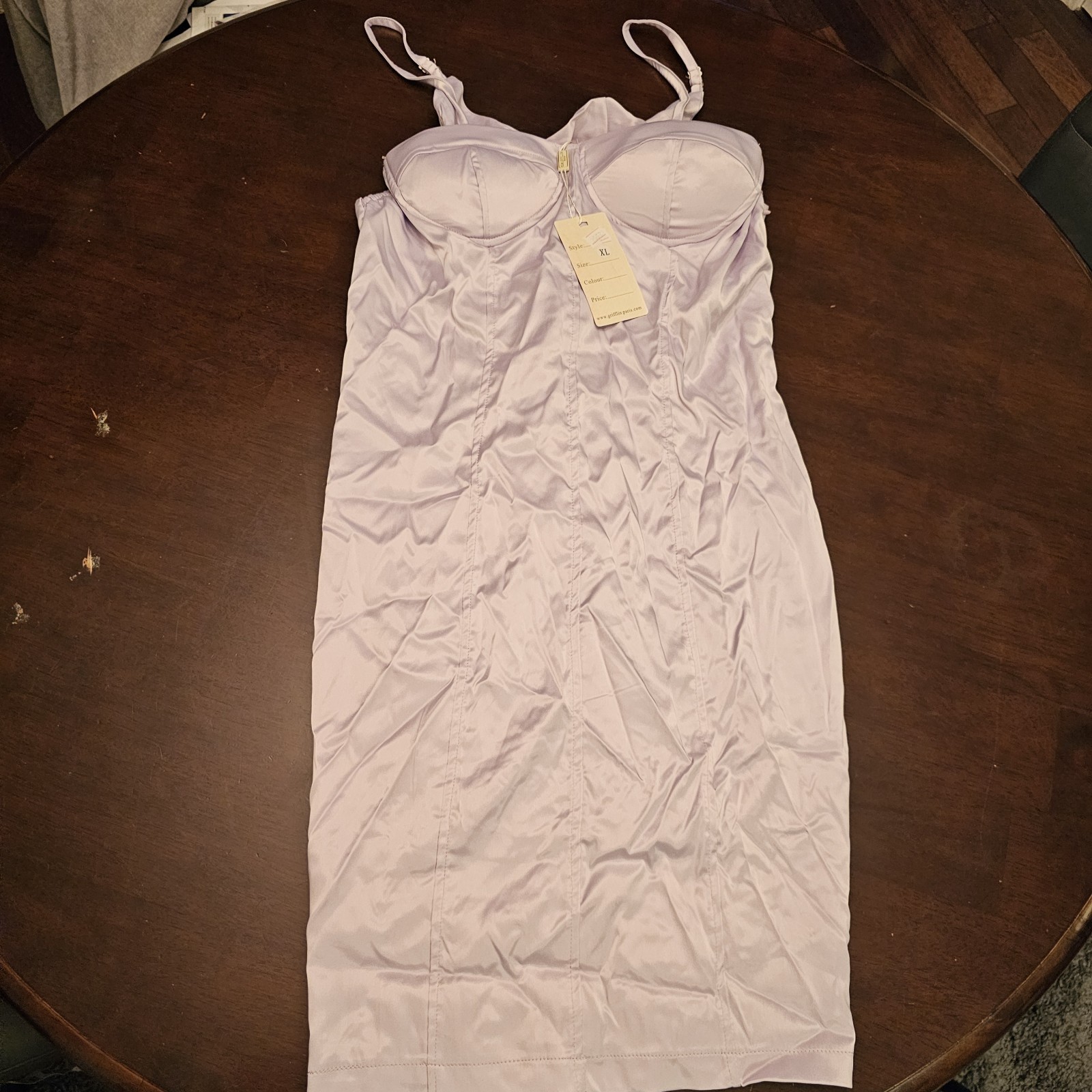Vintage Grifflin Paris Midi Dress Solid Light Purple Sz XL Lace-Up Back New NWT