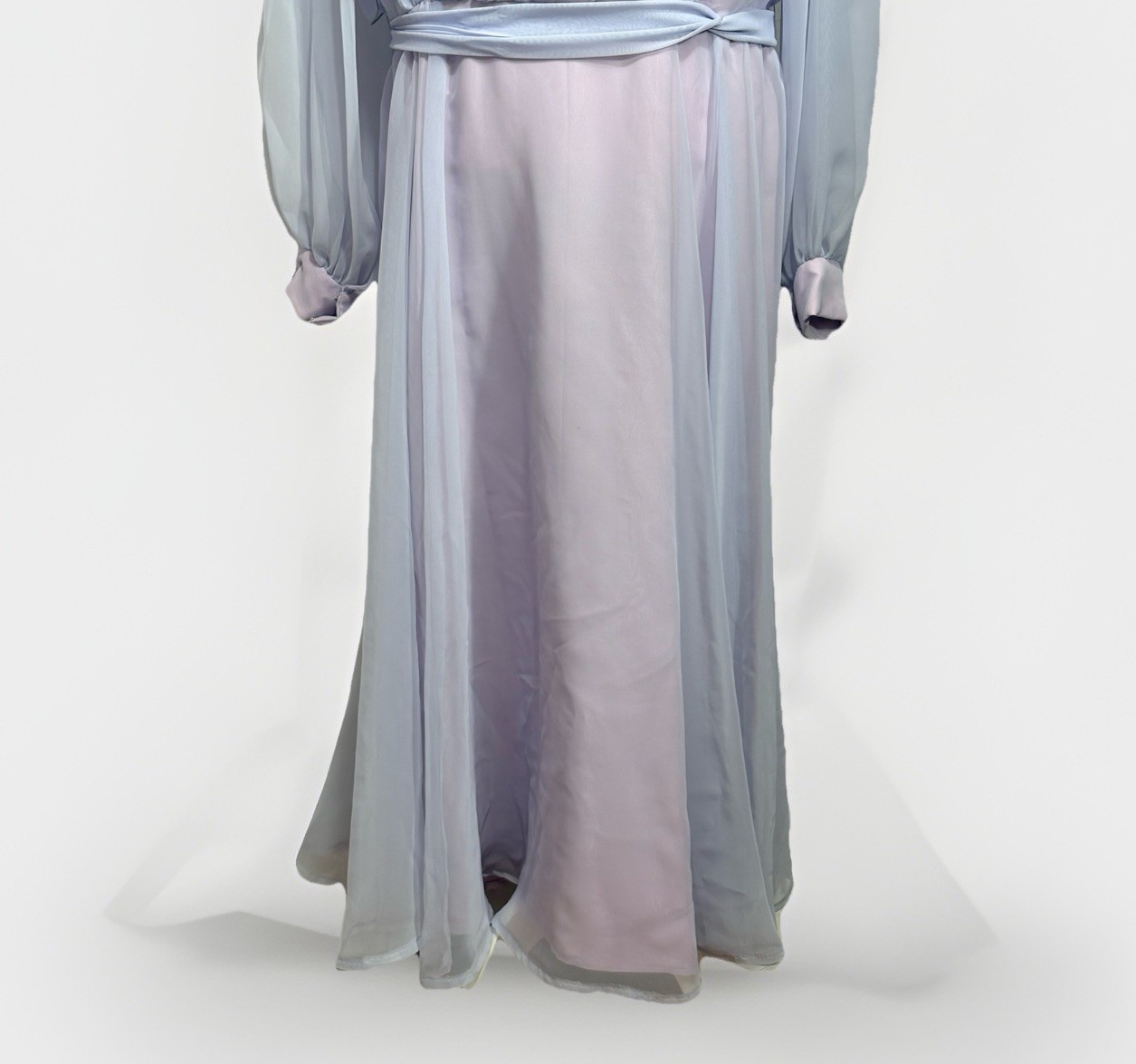 VTG 1950s Lavender Chiffon Maxi Dress USA Regency Boho Fairy Prairie Sz 38 (8-10