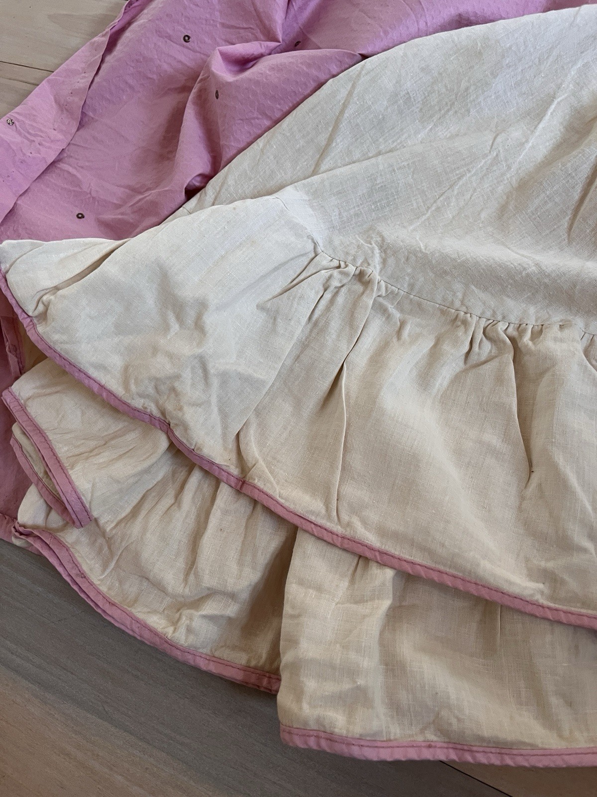 Orig 50s Pinup Dress Pink Cotton Rhinestone Swing Skirt Sun Fun California SM