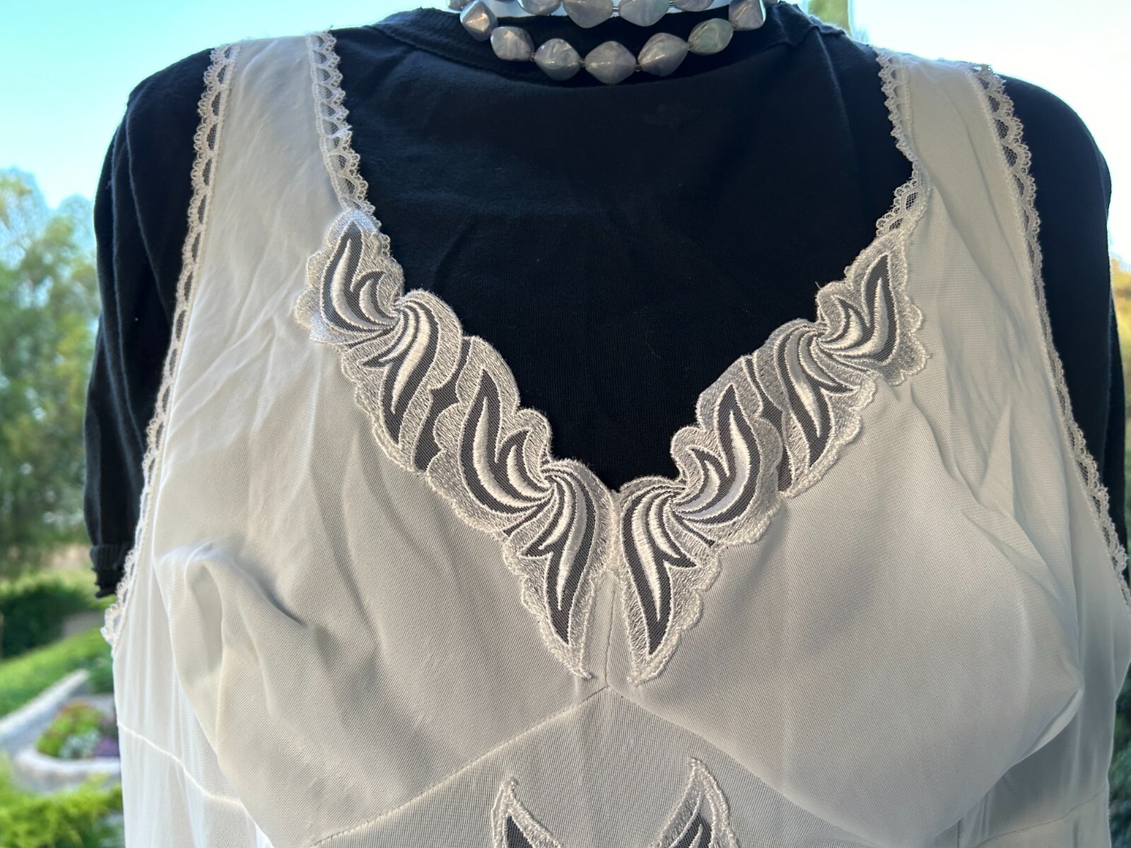 NEW Vintage Italy~Soft Nylon Tricot~Lace~Full Slip~Night Dress~sz 5~Bust 20&Prime;Mint