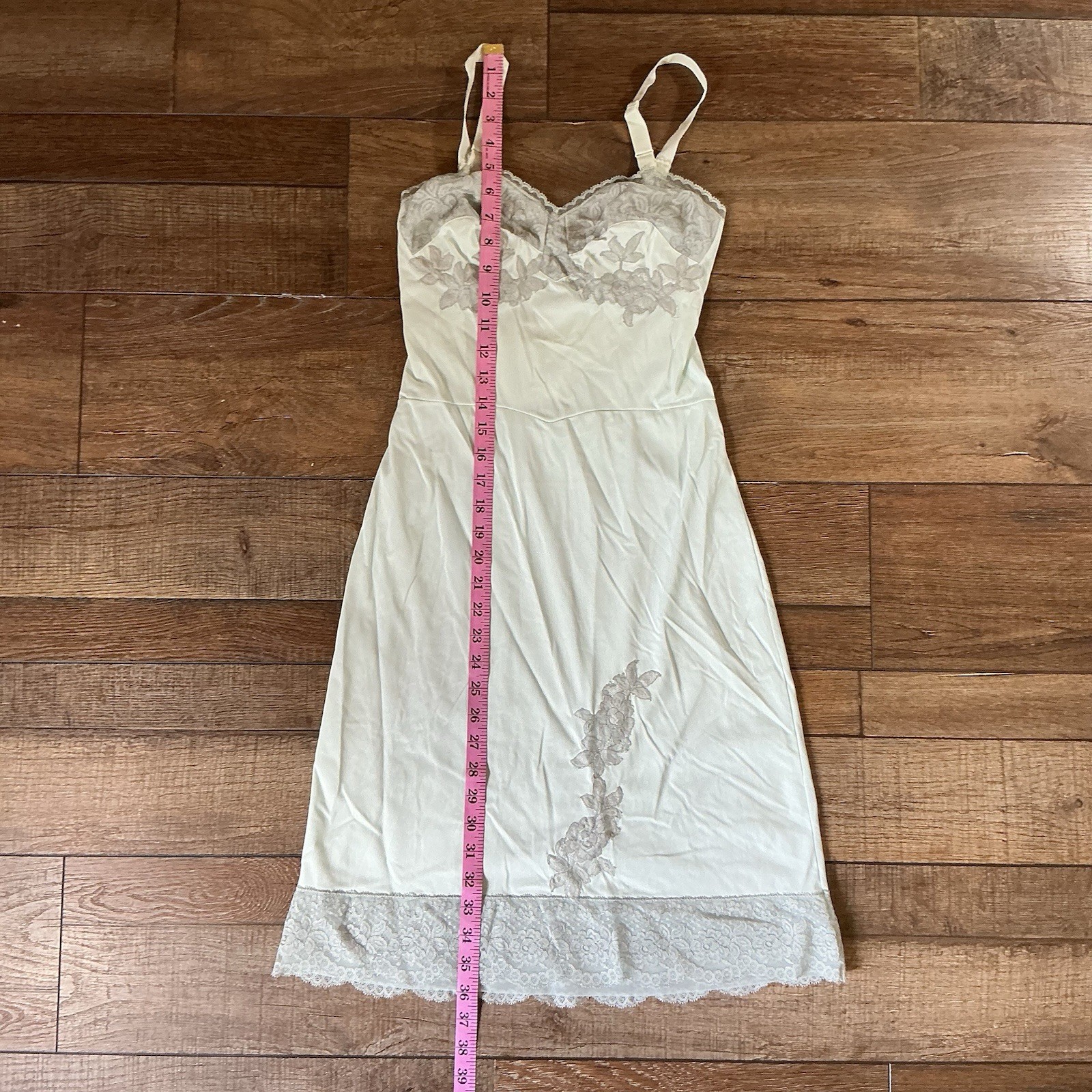 50s VINTAGE Charmode Sears Nylon Slip 32 Short Mint Lace USA Made Lingerie 22708