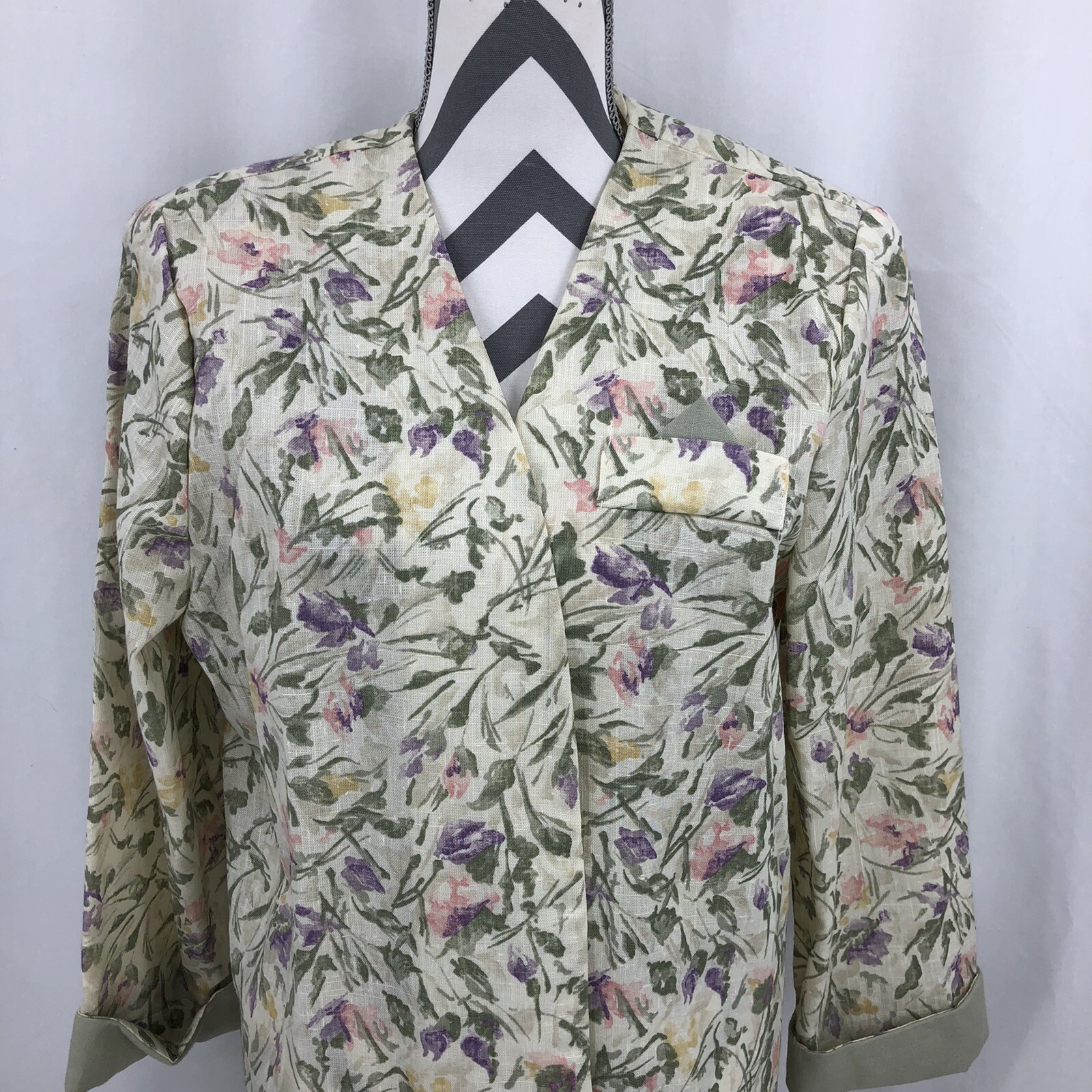 Stuart Alan 3/4 Sleeve Floral Open Front Jacket 1265/8166 16 Vintage USA NWT