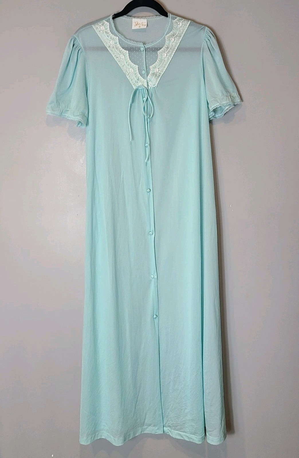 JCPENNEY Vintage 60s 70s Nylon Lace Maxi ROBE Womens Sz Medium Peignor Dainty