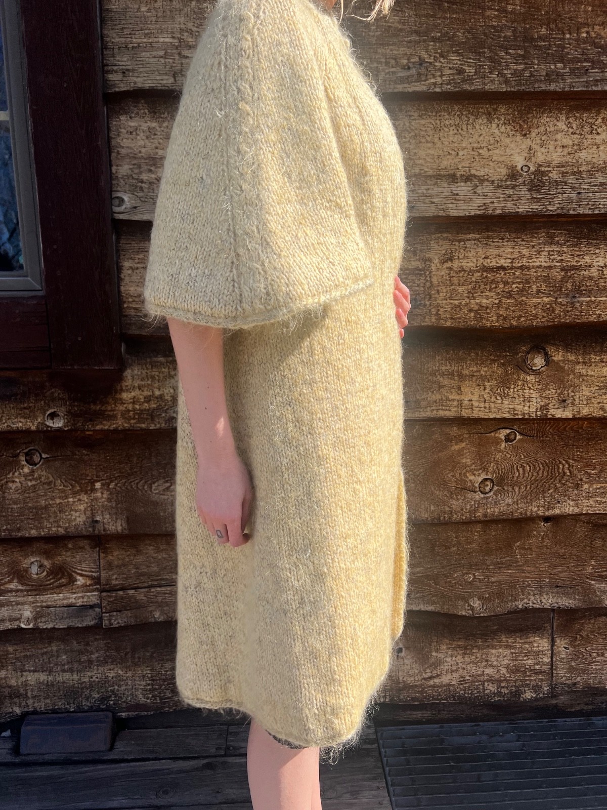 Vintage hand knitted opera/swing coat with bell sleeves, approximately medium