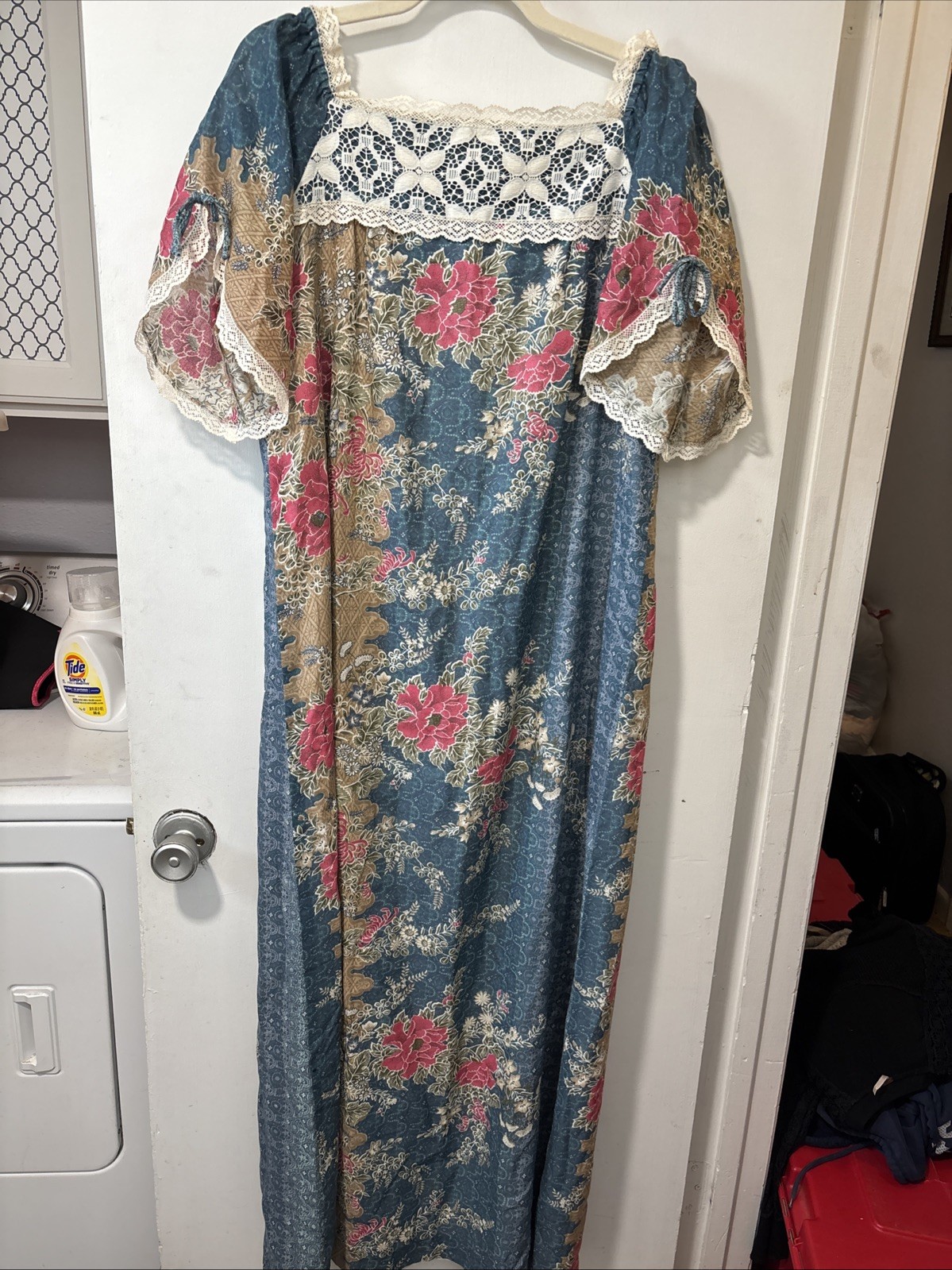 Vintage Good Times Hawaii Cottage Prairie Granny Core Floral Maxi Dress Size 14