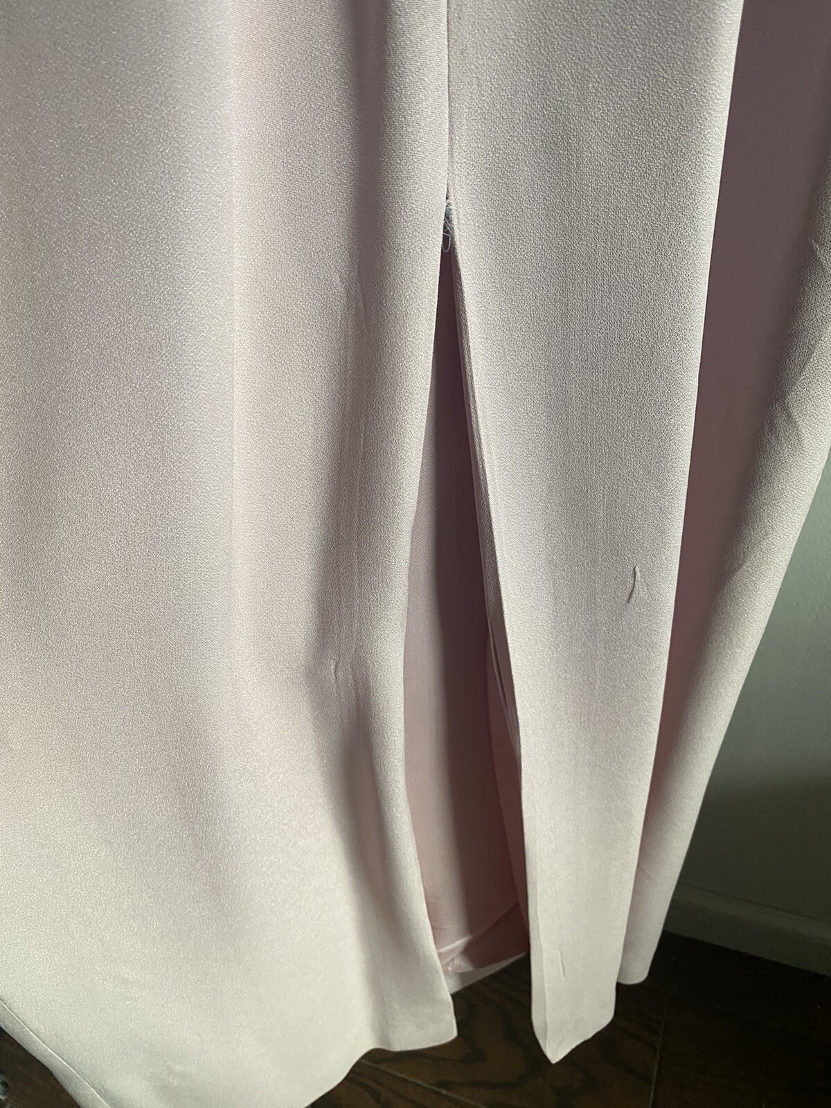 VTG Handmade Column Dress Lavender Built In Strapless Bra Rhinestone Detail S